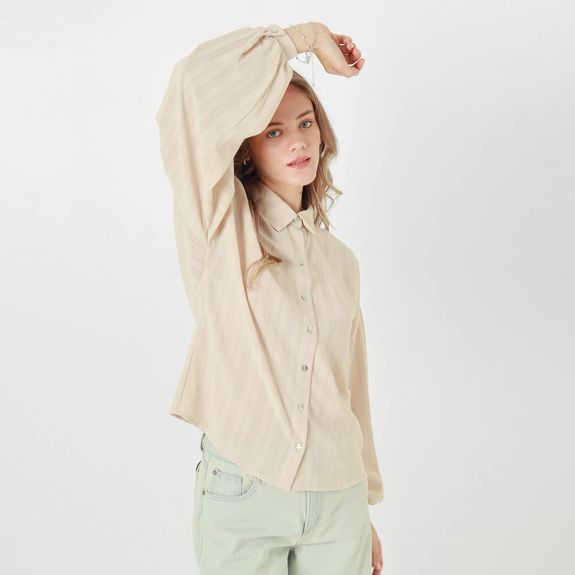 Blusa Cuello Camisero Manga Larga - imagen 1