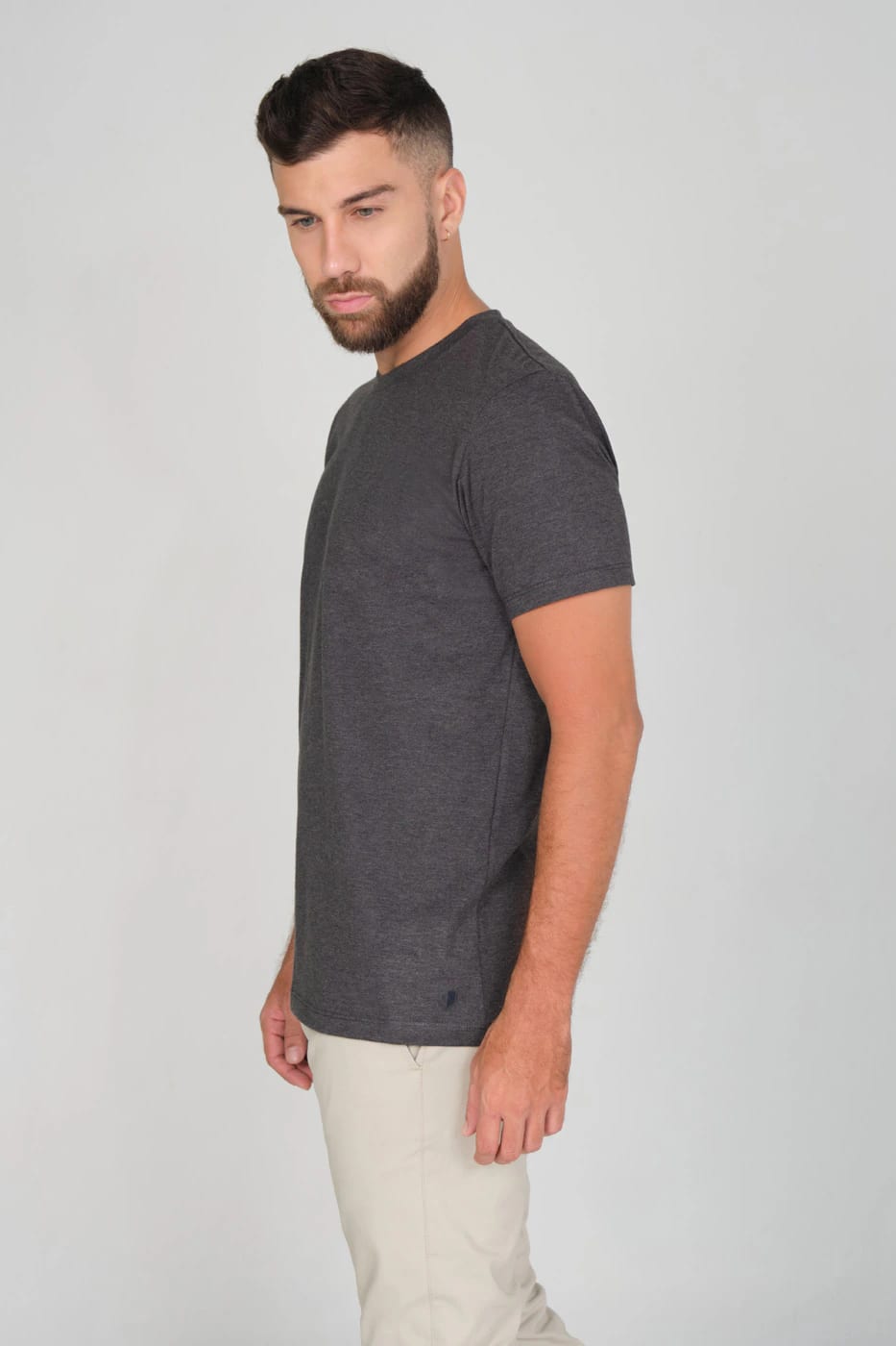 T-shirt Slim Fit 100% Gris Plomo Jaspeado - imagen 8