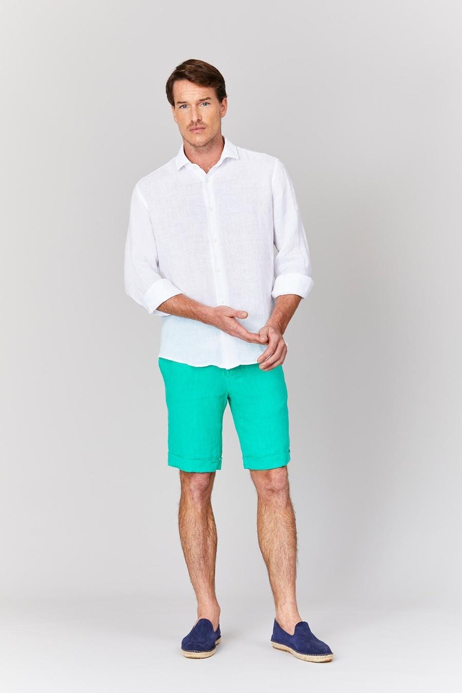 Men's linen bermuda light blue - imagen 2