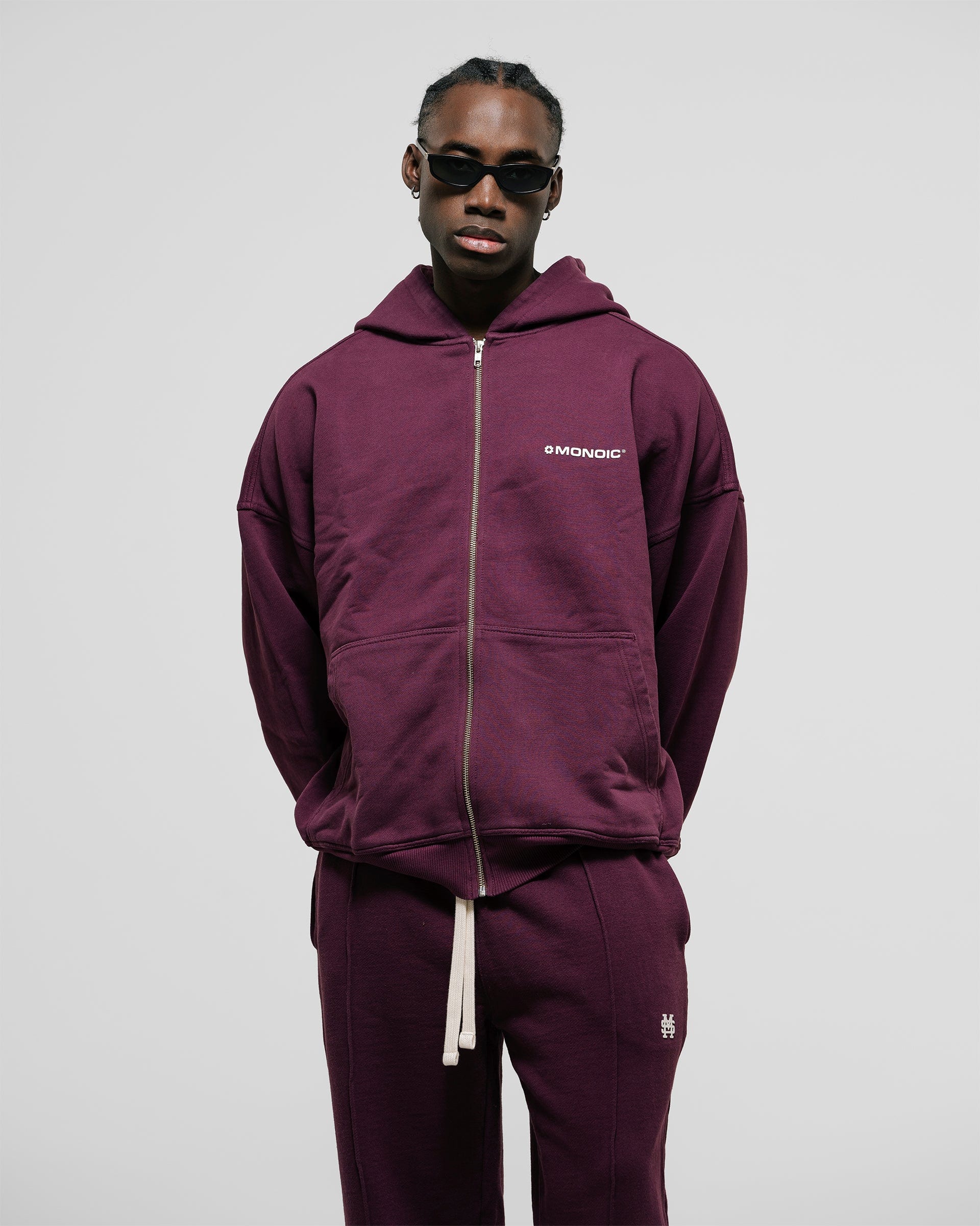 Zip Hoodie Oversized Básico V3 - Burgundy - imagen 2