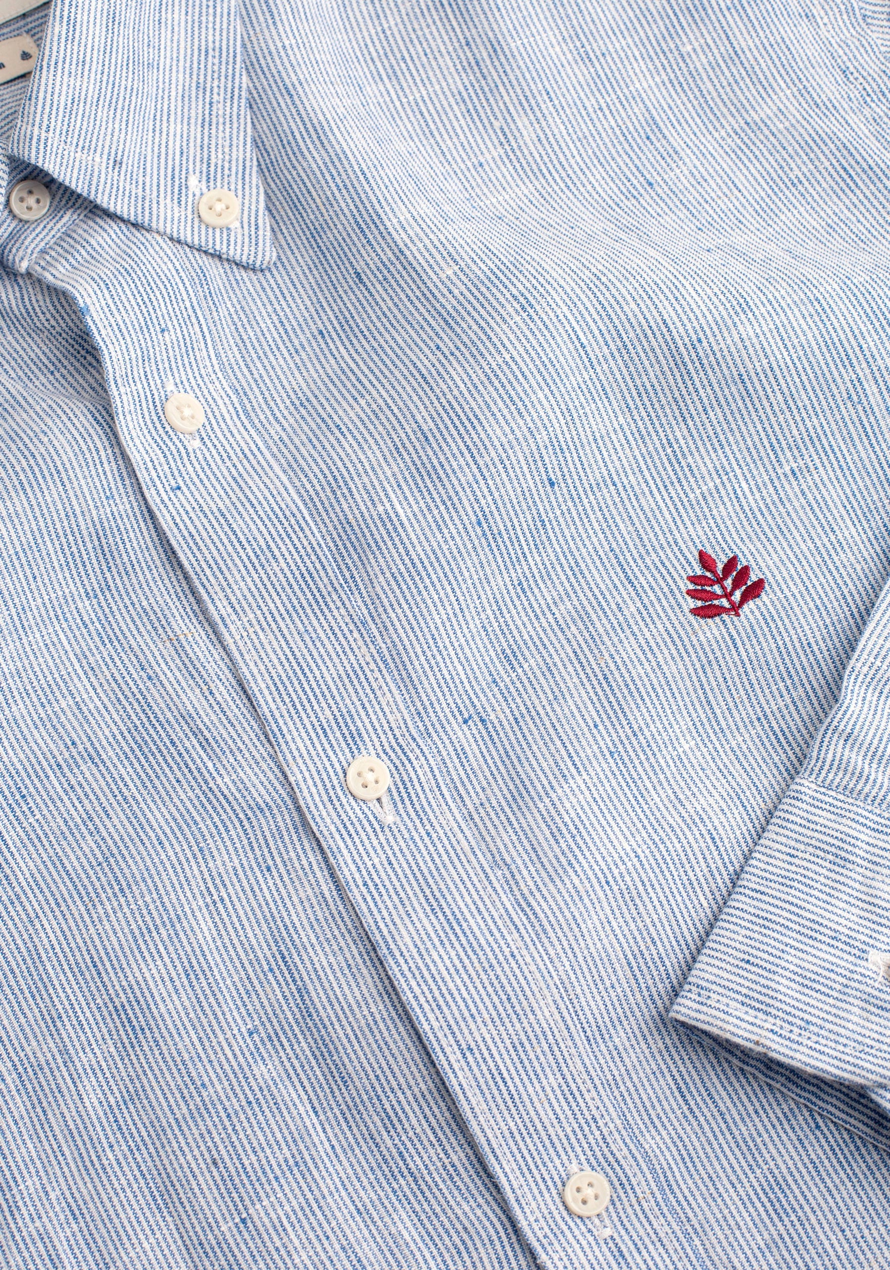 Camisa H CBD Lino L-Vin Rayas Azul Claro-Blanco - imagen 3