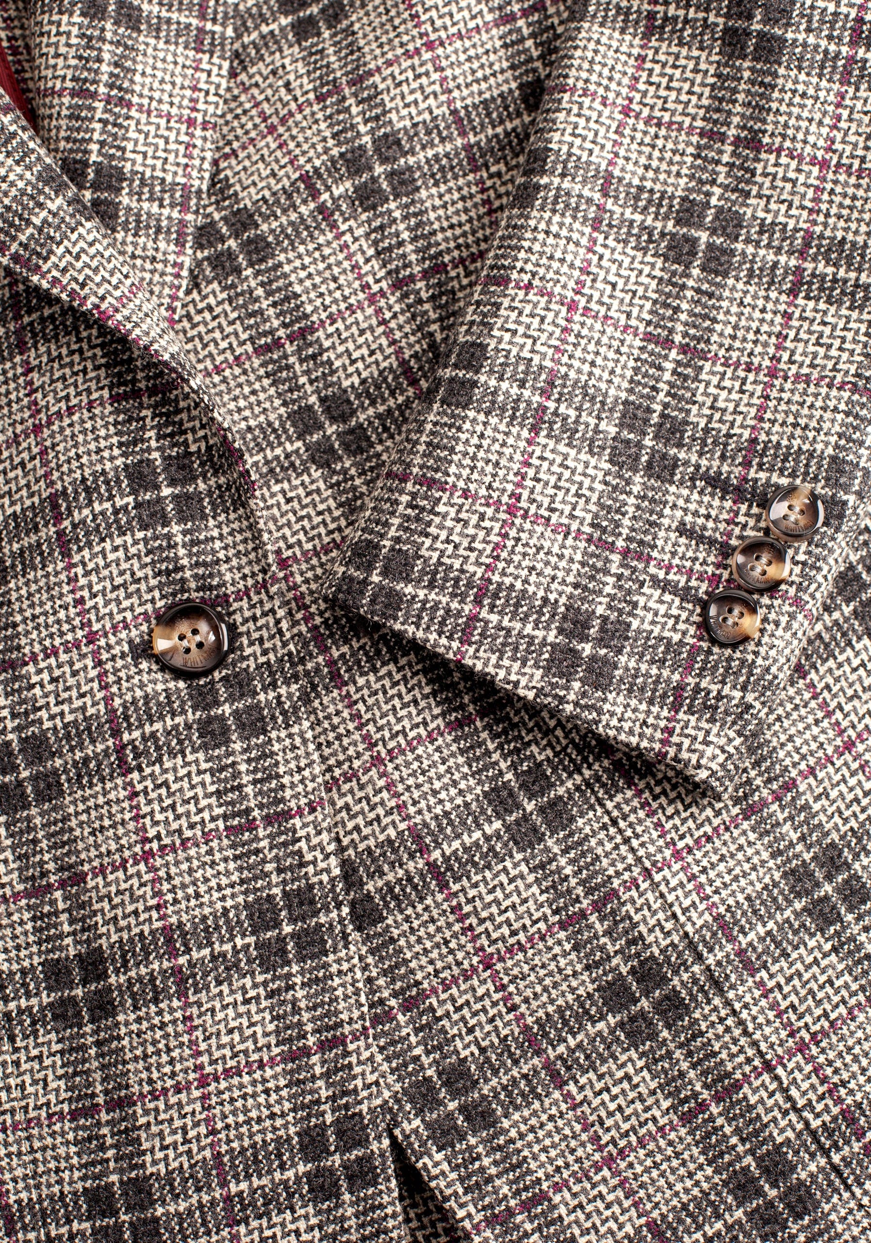 Blazer M Agatha Lana Cuadros Gris - Vino - imagen 3