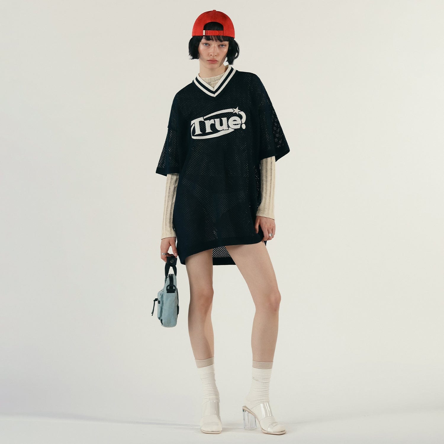 Oversized Knitted Jersey - Navy Blue - imagen 3