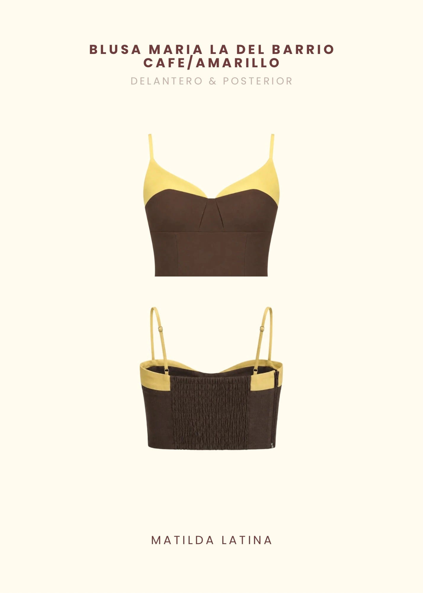 Blusa María La del Barrio Café/Amarillo - imagen 2