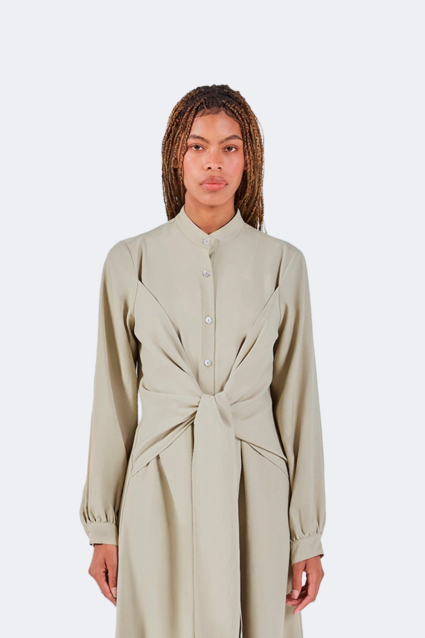 Vestido Zigze Anudado - Musgo - imagen 2