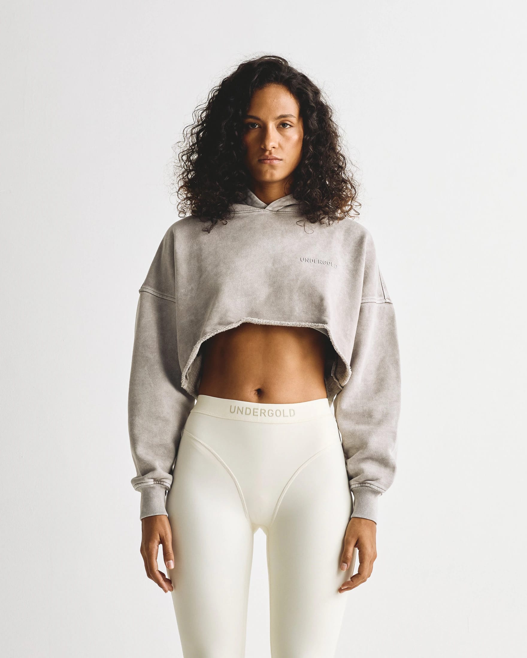 Line Logo Cropped Hoodie Washed Gray - imagen 2