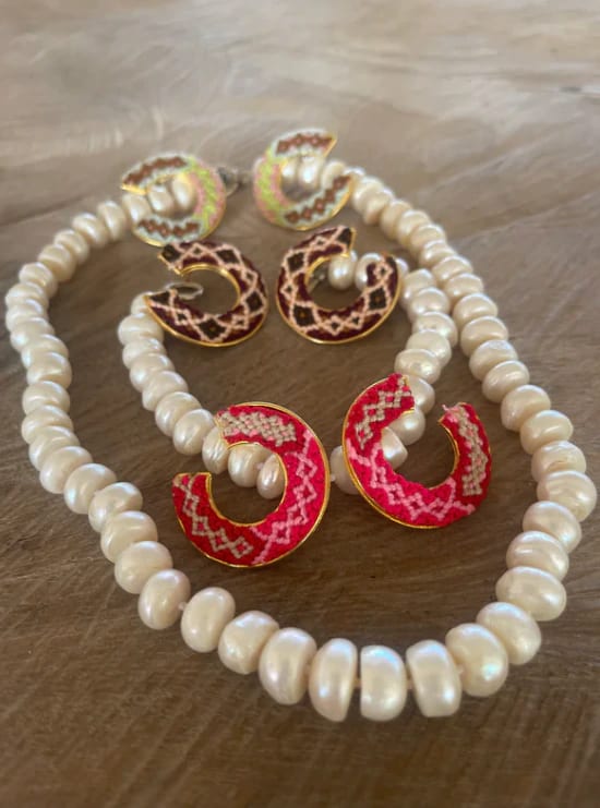 Wayuu Jolotsü  Earrings - Red - imagen 5