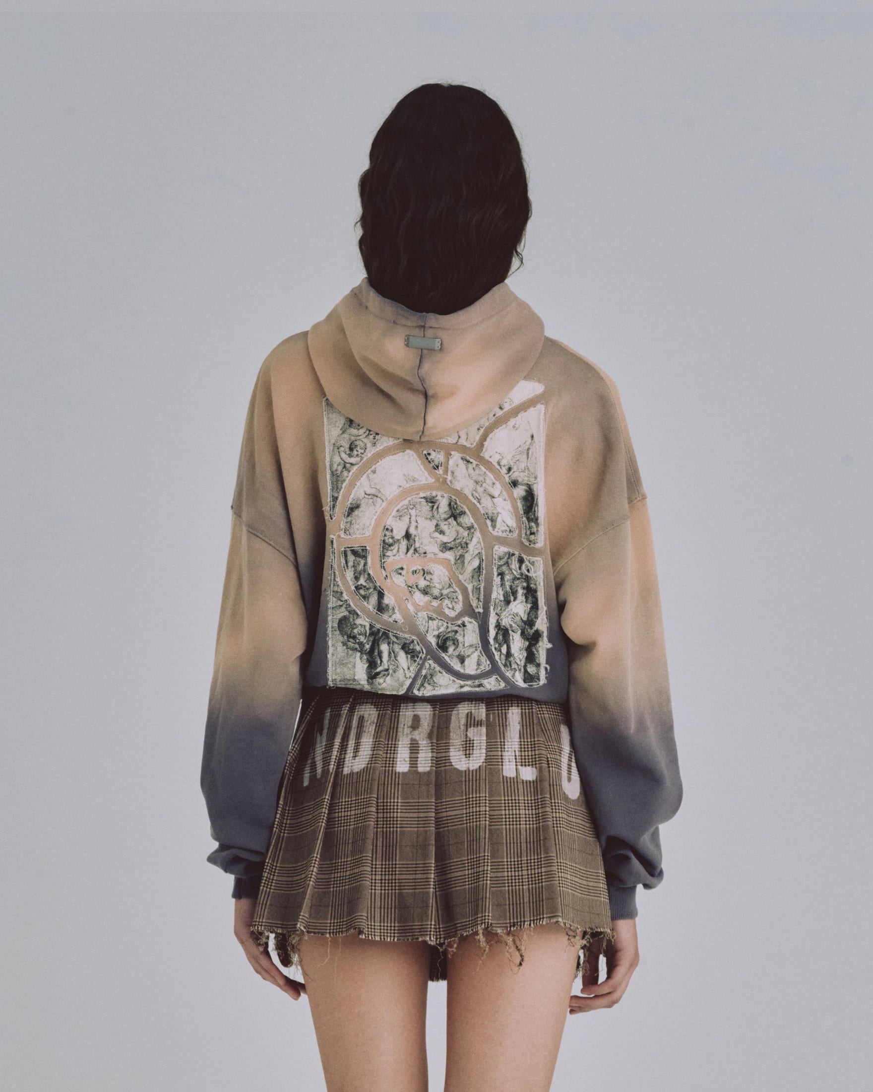 W 94' Fragments Boxy Fit Hoodie Dirty Brown - imagen 7