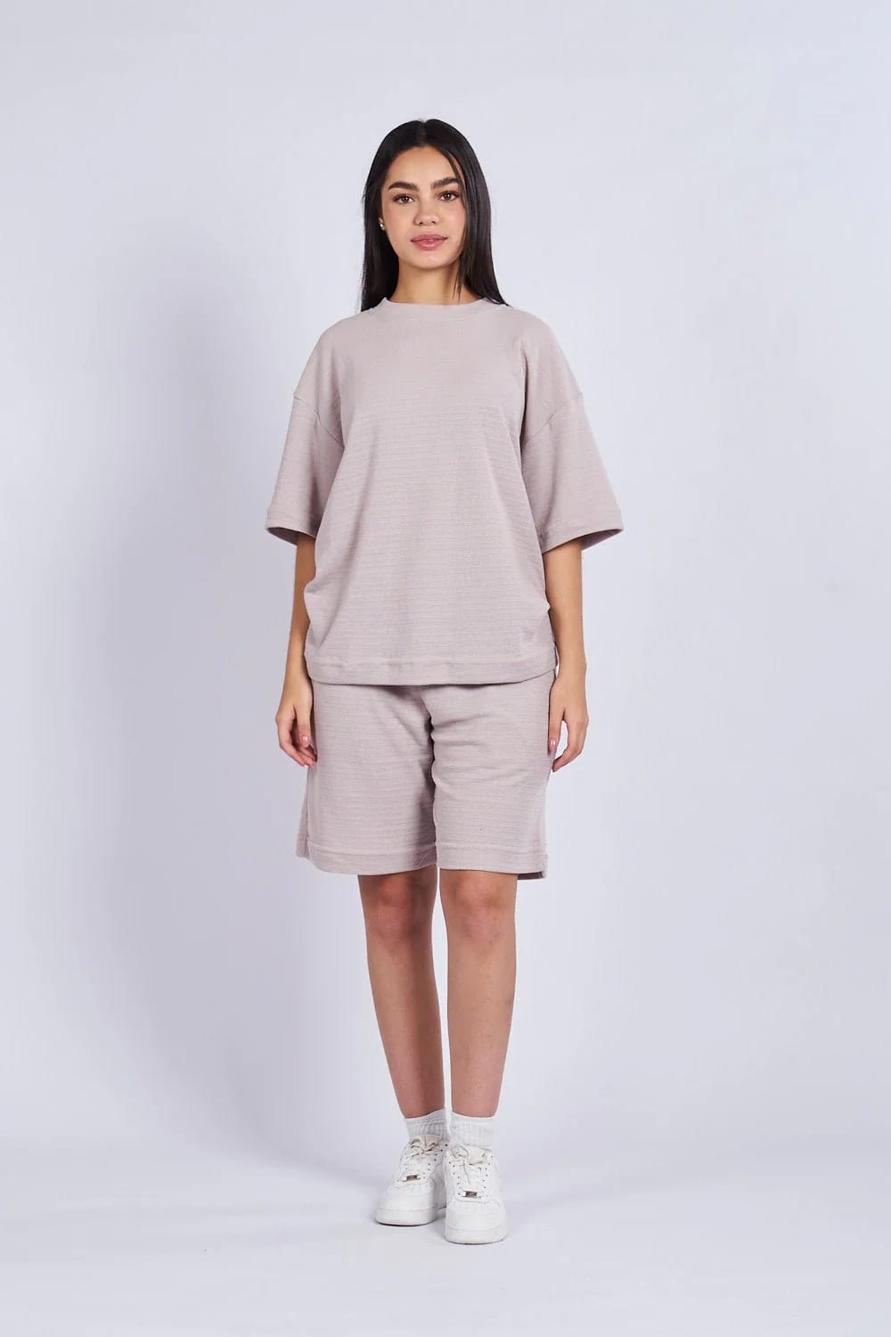 Camiseta oversize textura horizontal Caqui - imagen 2