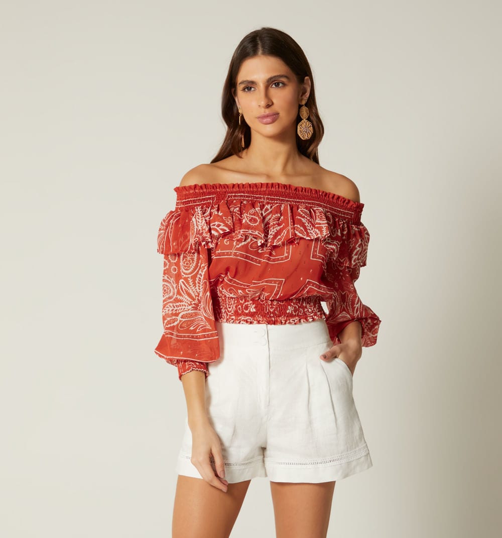 Blusa escote bandeja manga 3/4 - imagen 2