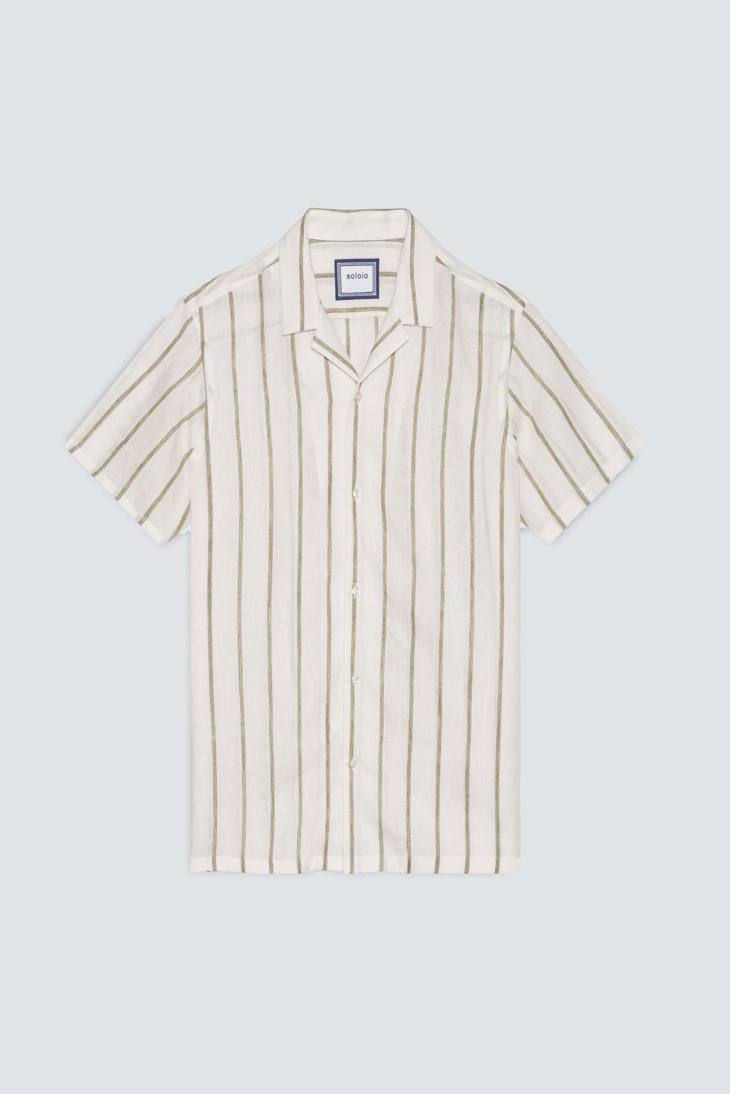 Men's linen shirt striped white - imagen 1