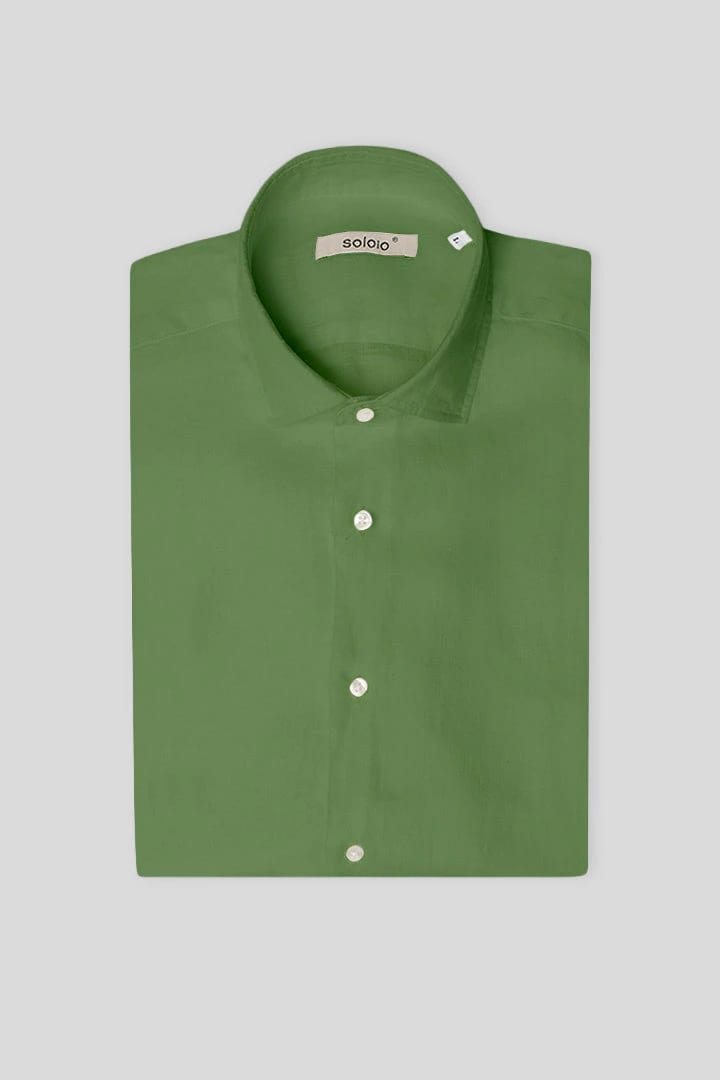Men's linen shirt forest green - imagen 3