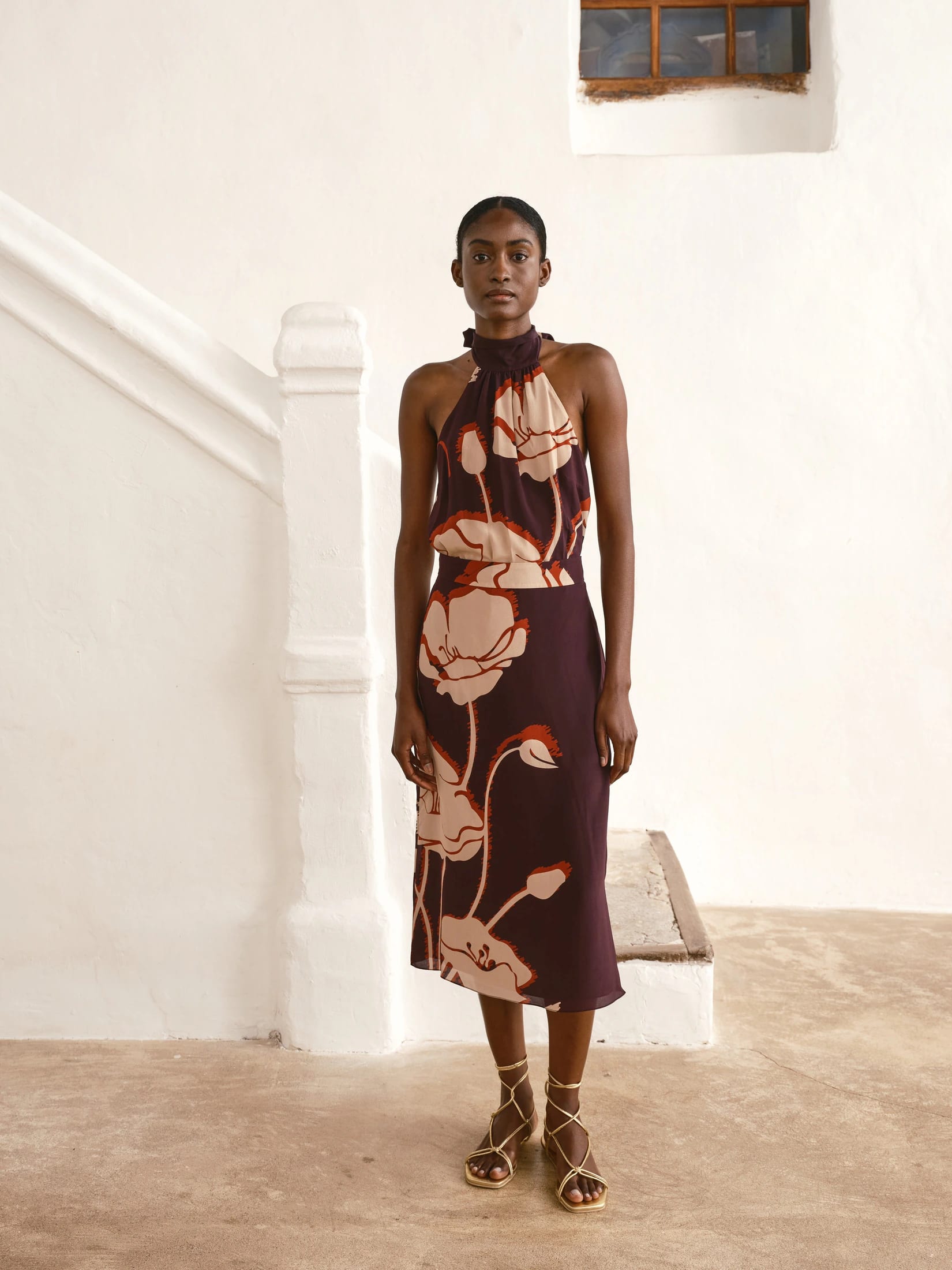El Carmen Crepe Chine Midi Skirt / Purple Gladiolos - imagen 1