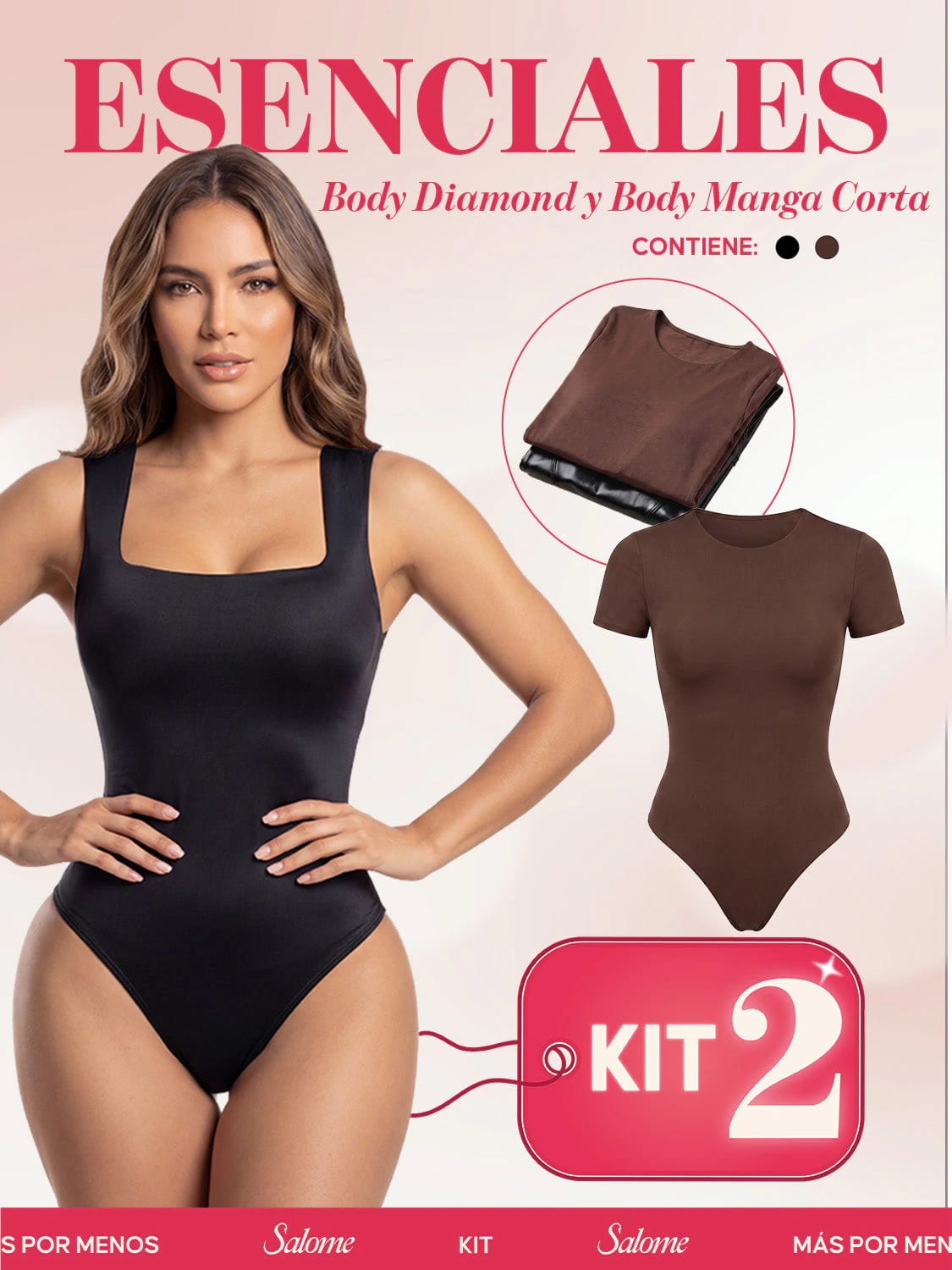 Kit Body Diario Diamond Escote Cuadrado & Manga Corta Sin Costuras | Salome 5006 + 5007 | 01L5 - imagen 4