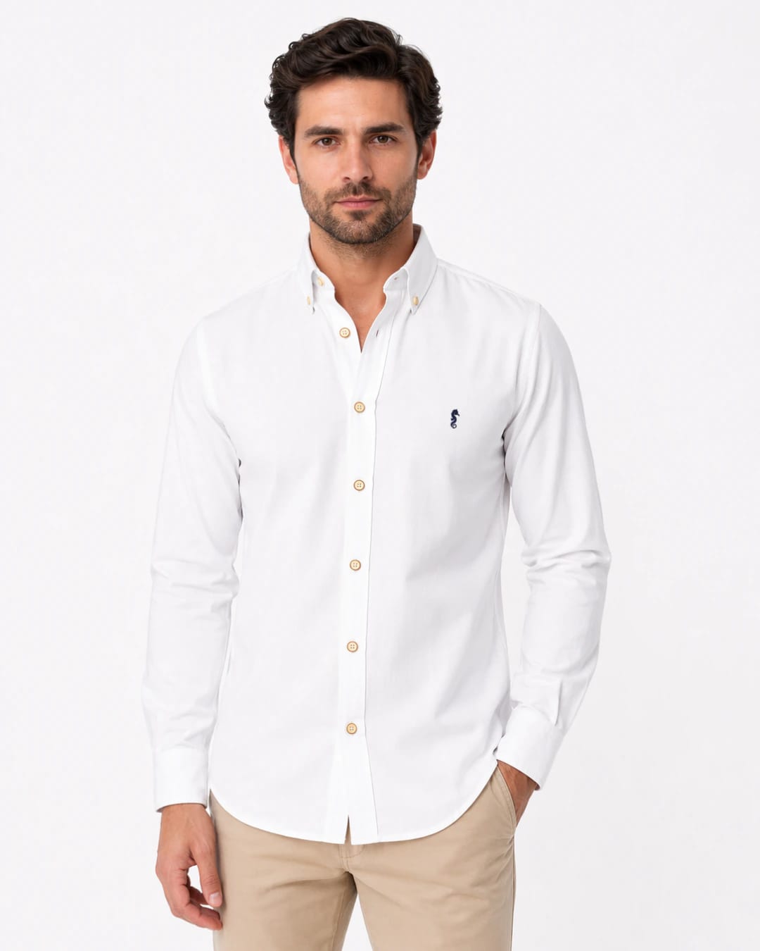 Camisa Manga Larga Oxford Premium Blanca - imagen 1