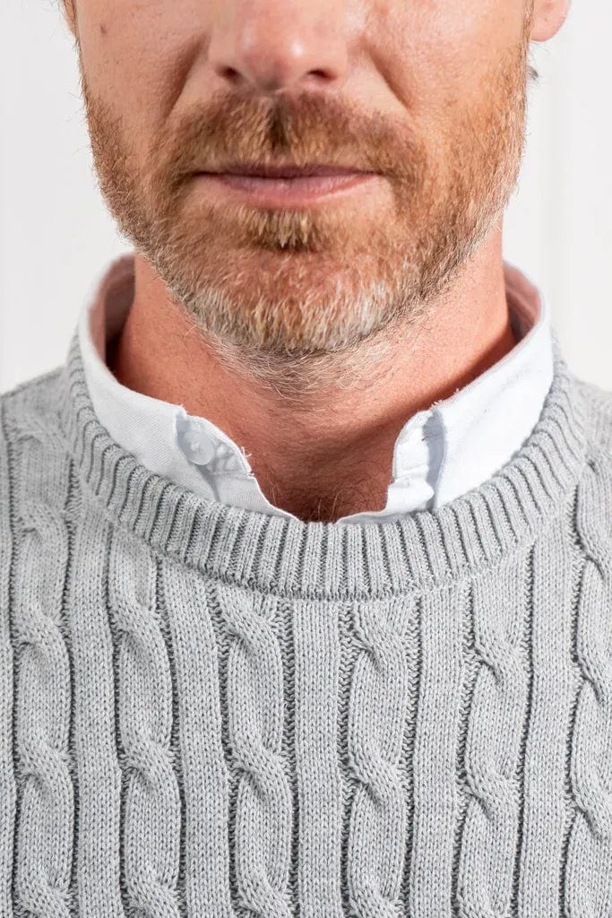 Suéter trenzado cuello redondo Hombre Gris - imagen 1