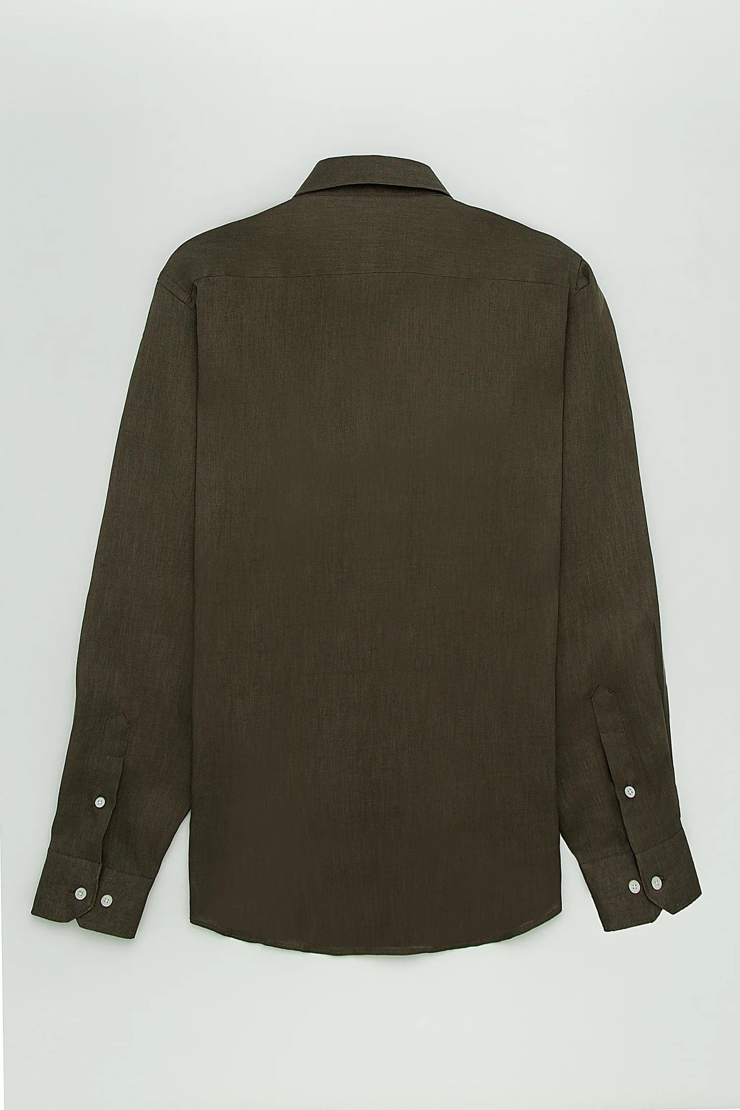 Camisa Button Under Lino Verde Oliva - imagen 5