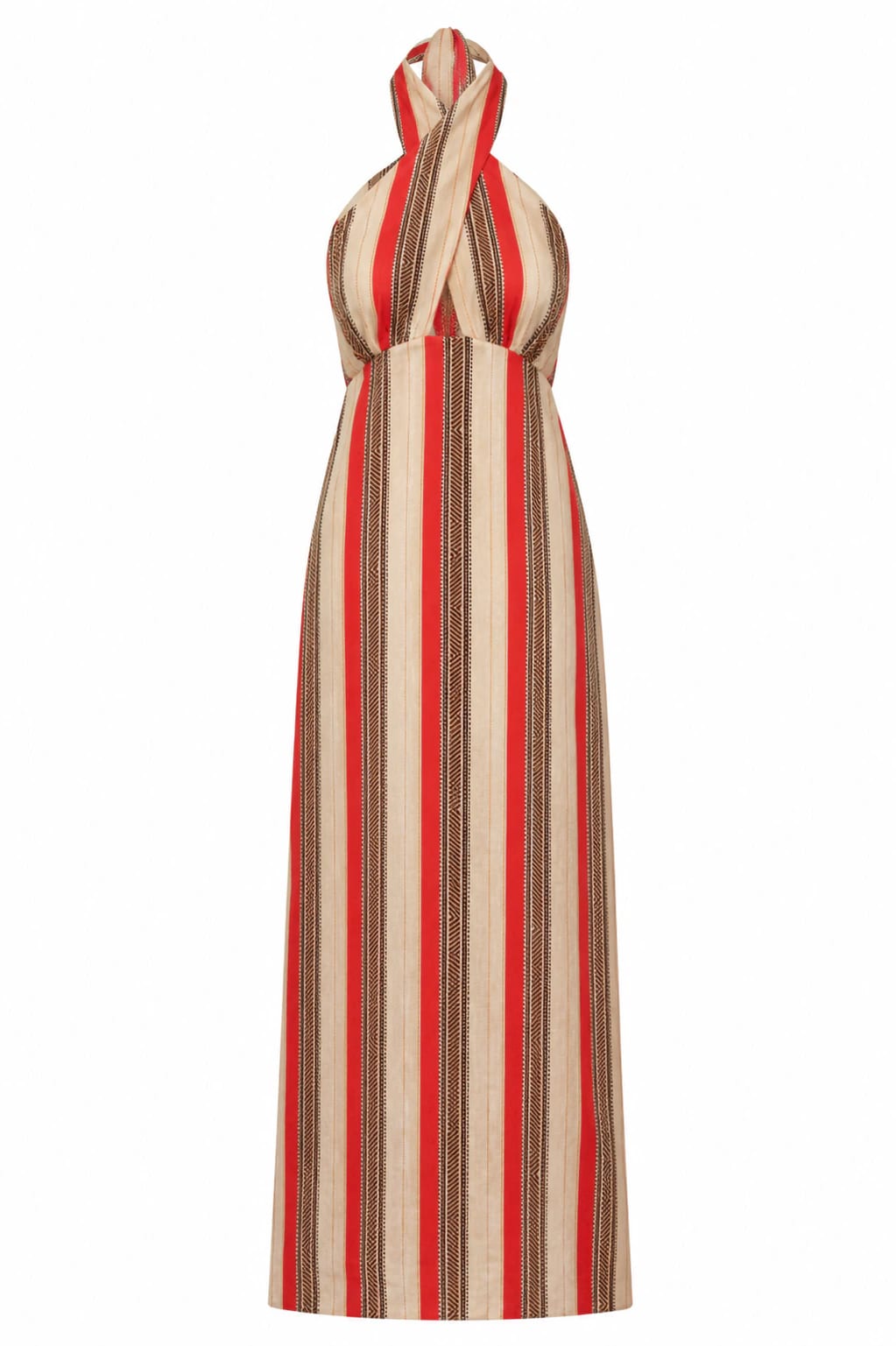 Costa del Sol Linen Midi Dress / Orange Stripes - imagen 1