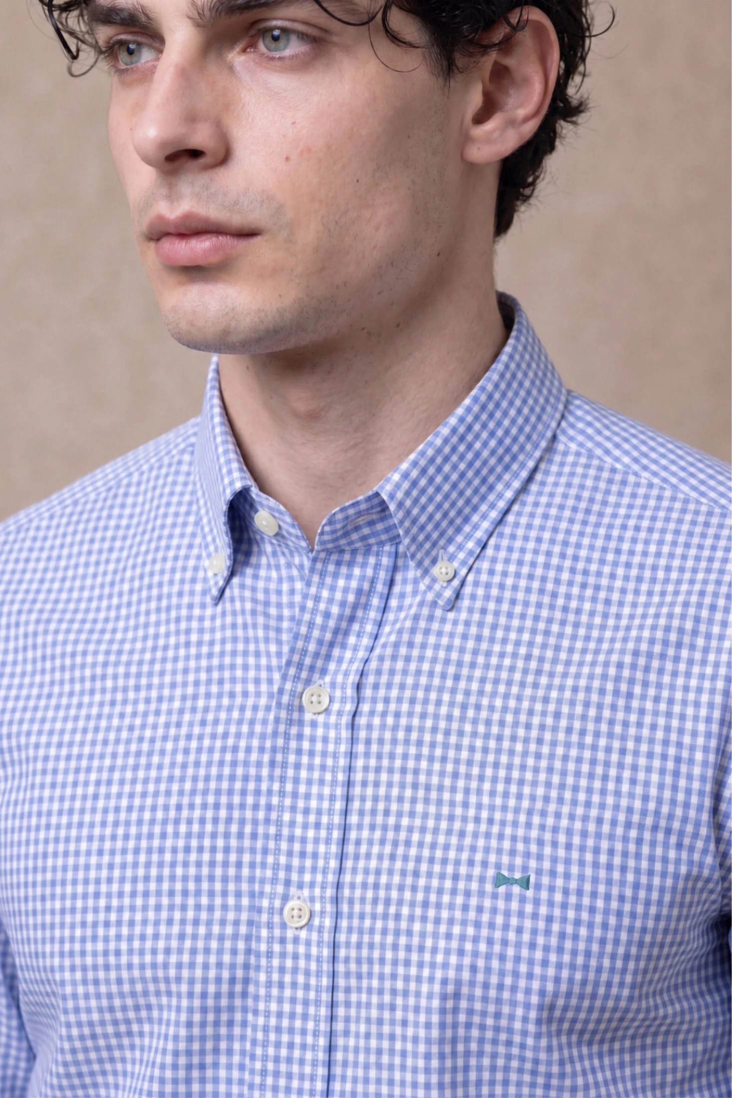 Camisa Antimanchas Popelina Cuadros Azul Claro Logo Combinado - imagen 13