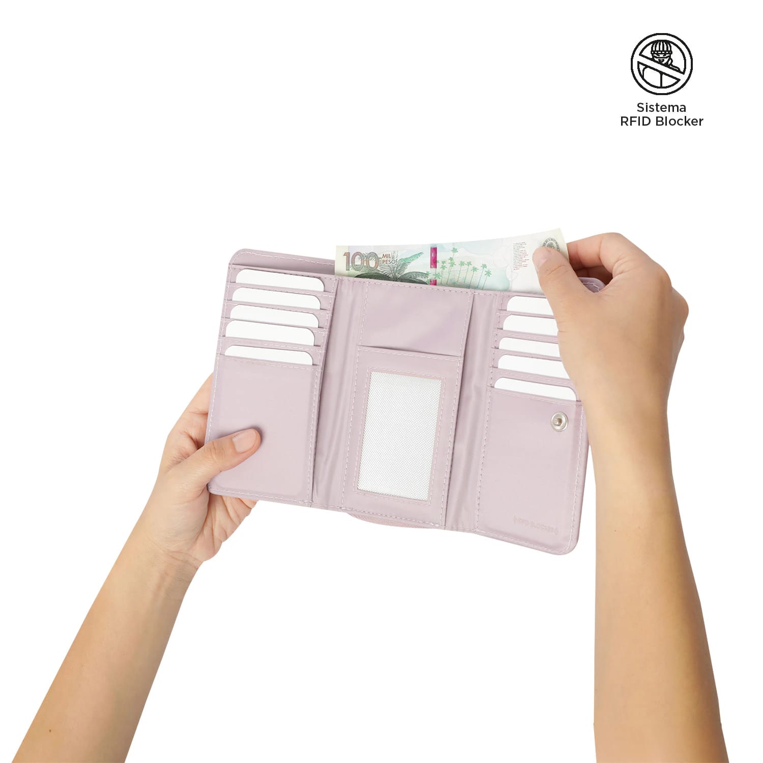 Billetera Texture Var con RFID Blocker Rosada - imagen 3