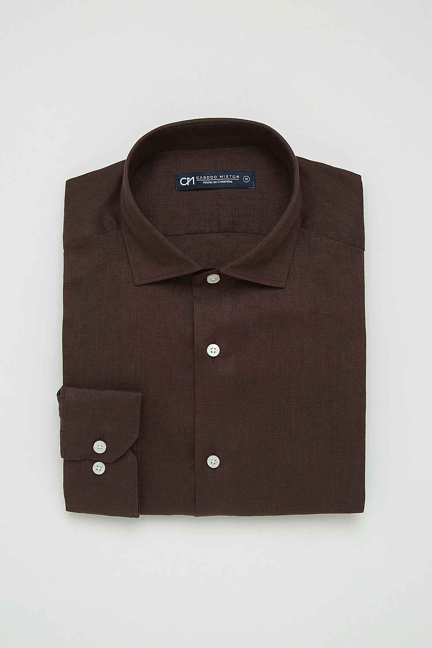 Camisa Button Under Lino Chocolate - imagen 4