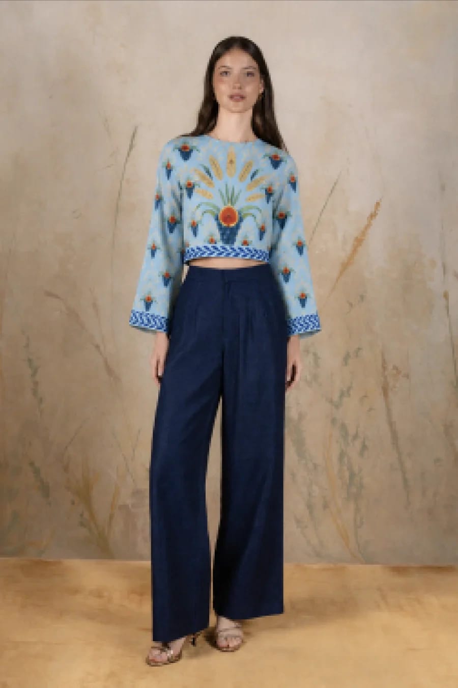 Women's Annona linen blouse blue - imagen 1