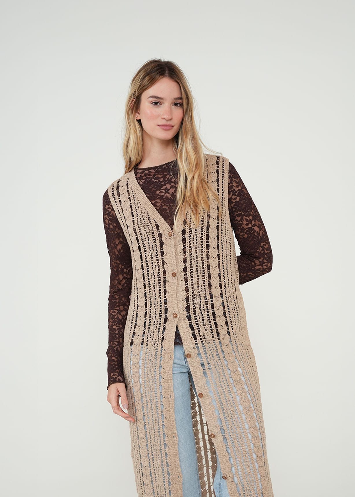 Kimono tejido con aberturas - imagen 4