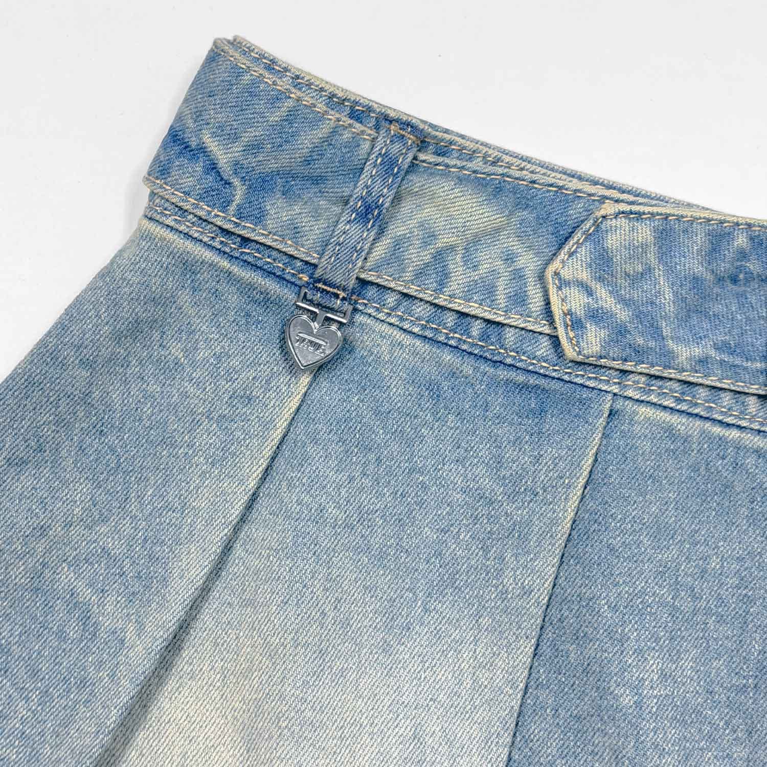 Denim Pleated Mini Skirt - Light Blue - imagen 7