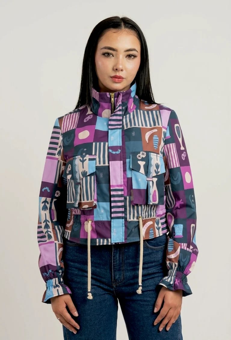 Chaqueta corta estampada morado - imagen 5