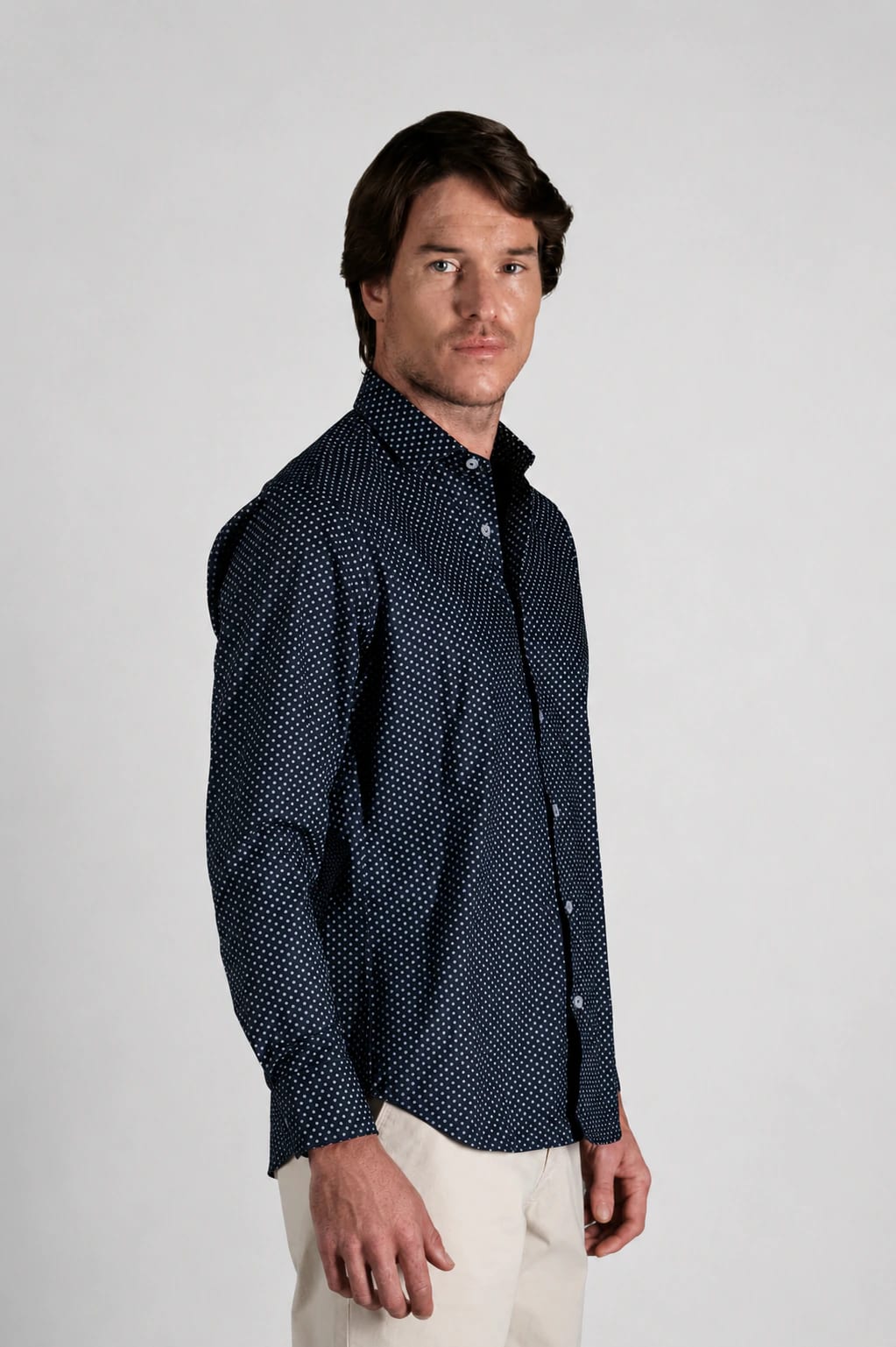 Camisa Classic Algodón Azul Oscuro Mini Print - imagen 1