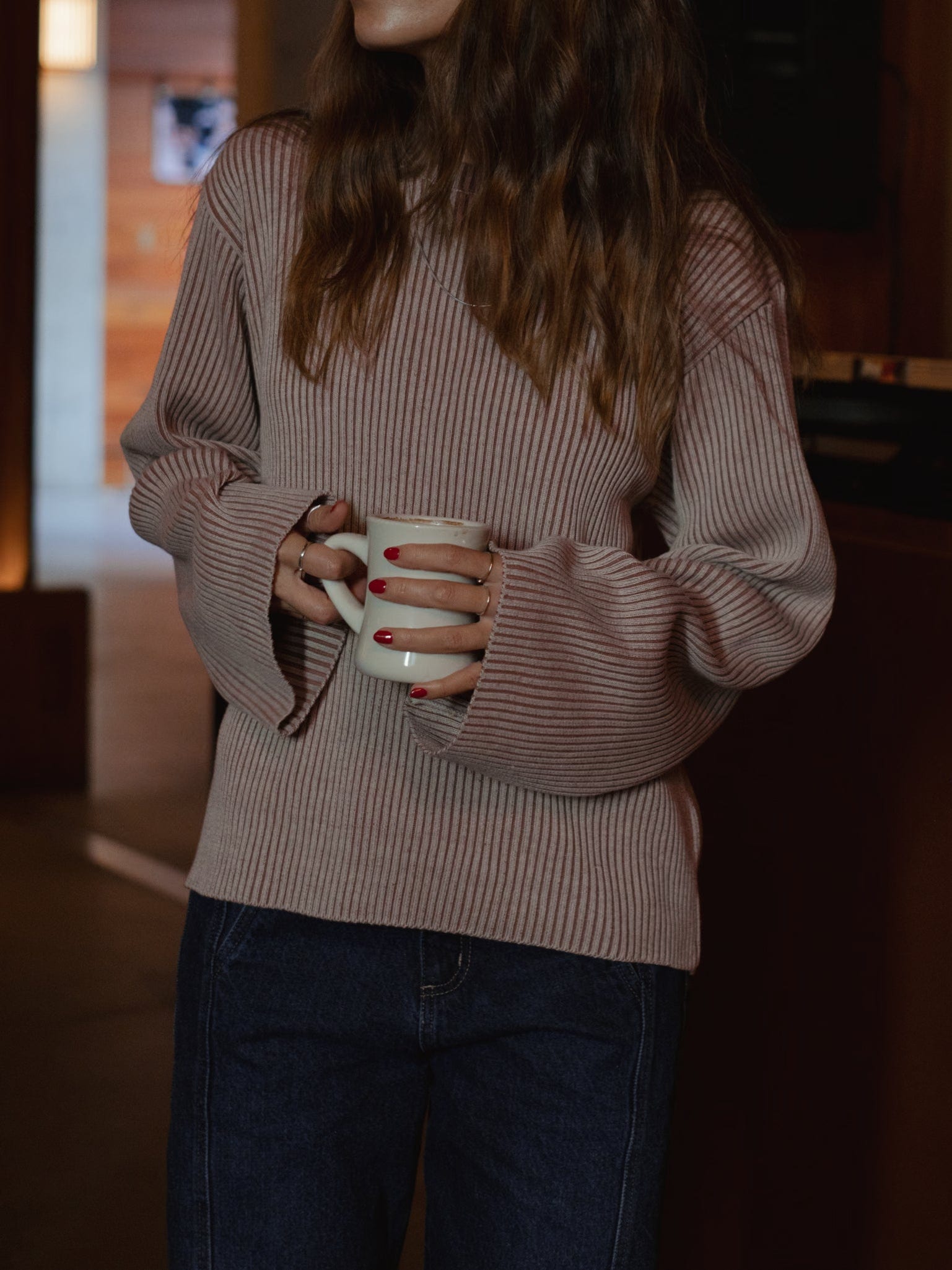 CHUNKY RIB SWEATER - NATURAL & BROWN - imagen 2
