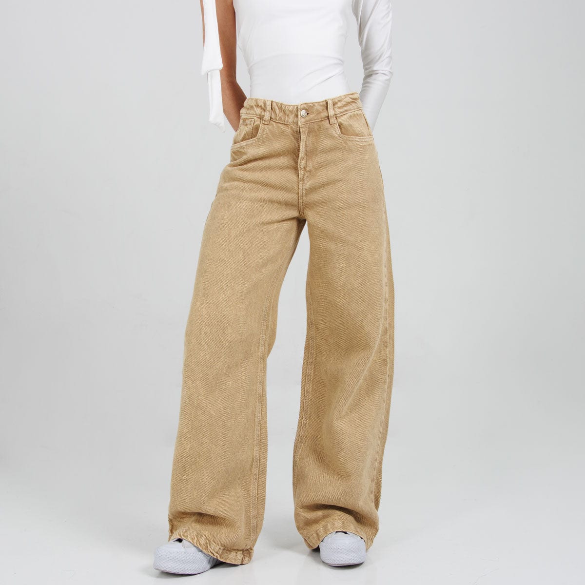 Jean Wide Leg Camel Ax-3096 Rigido - imagen 2