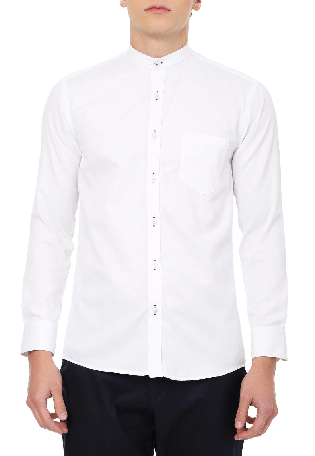 Camisa cuello nerú  blanca slimfit - imagen 3