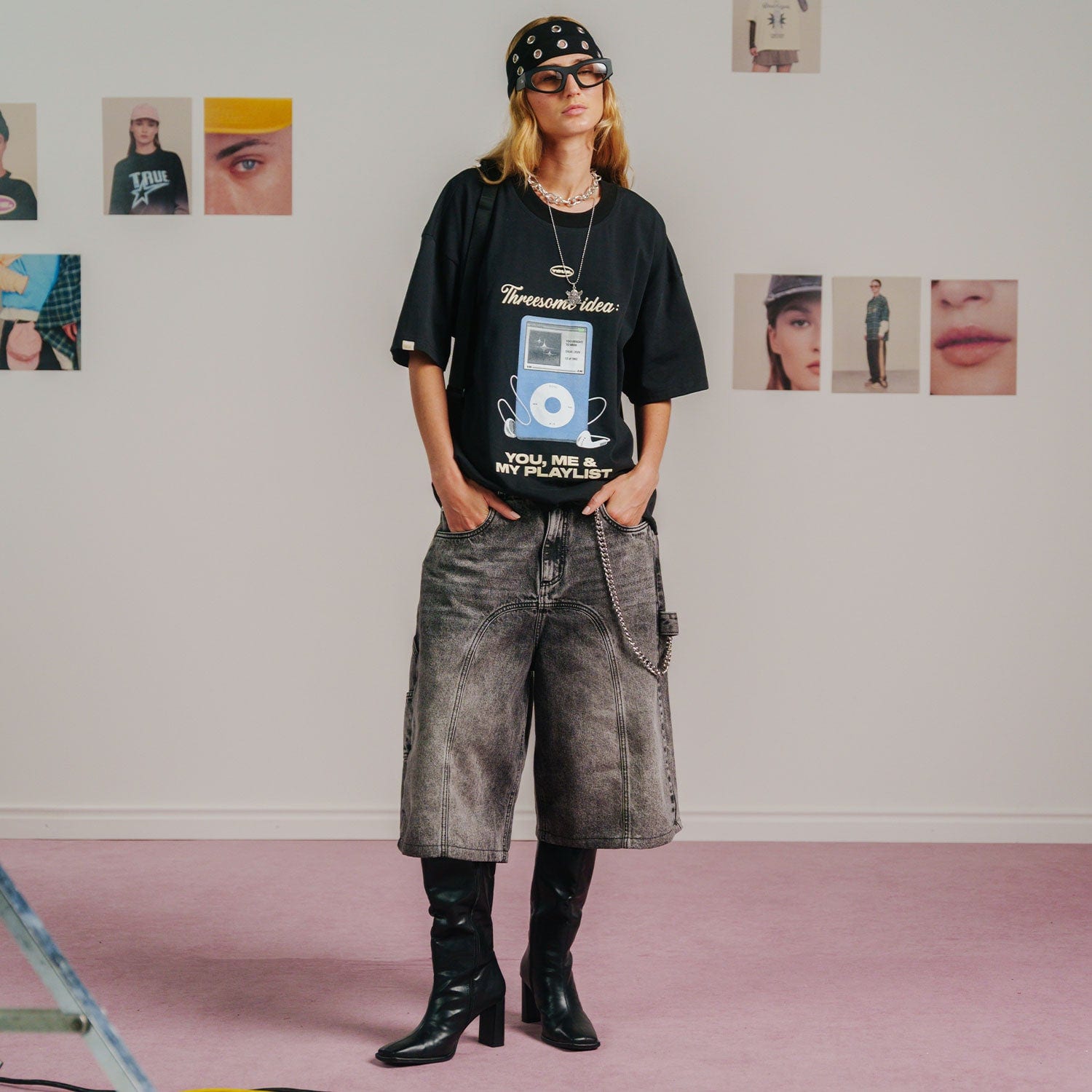 Slashed Denim Jorts - Black - imagen 8