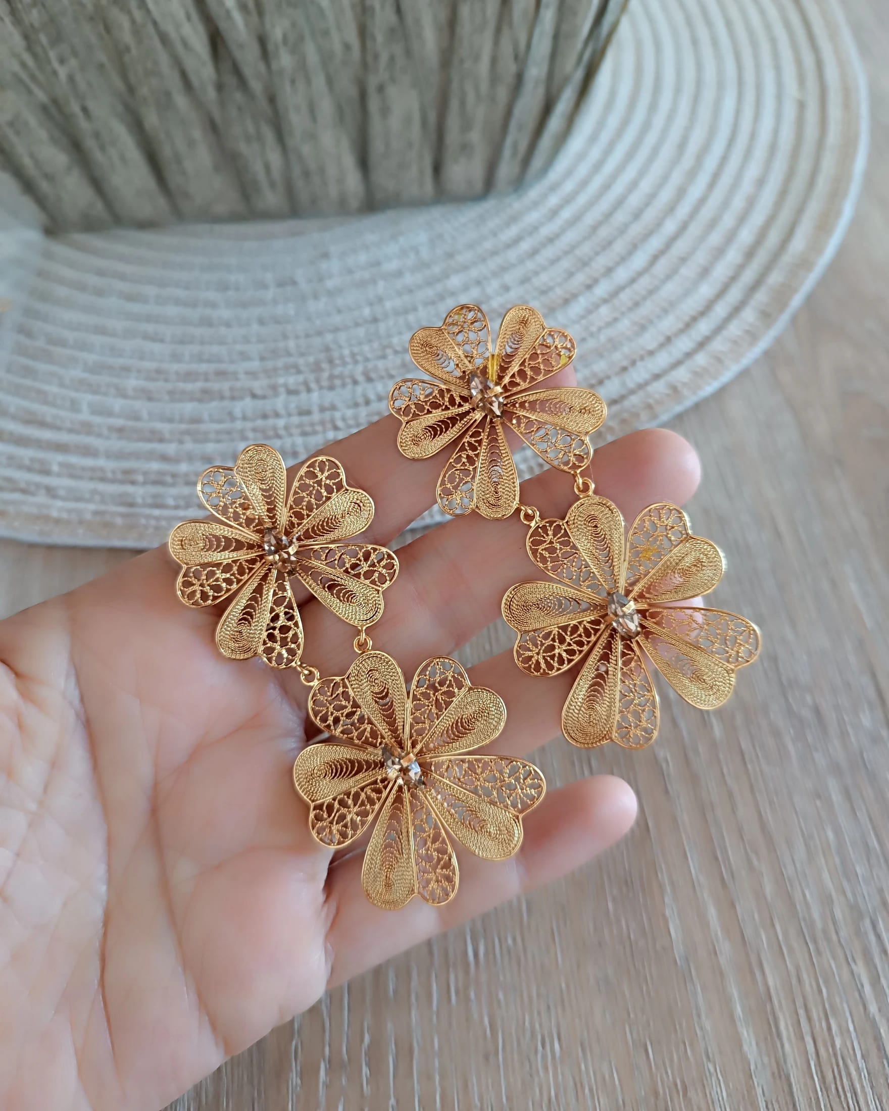 Aretes doble flor Chiara - imagen 3