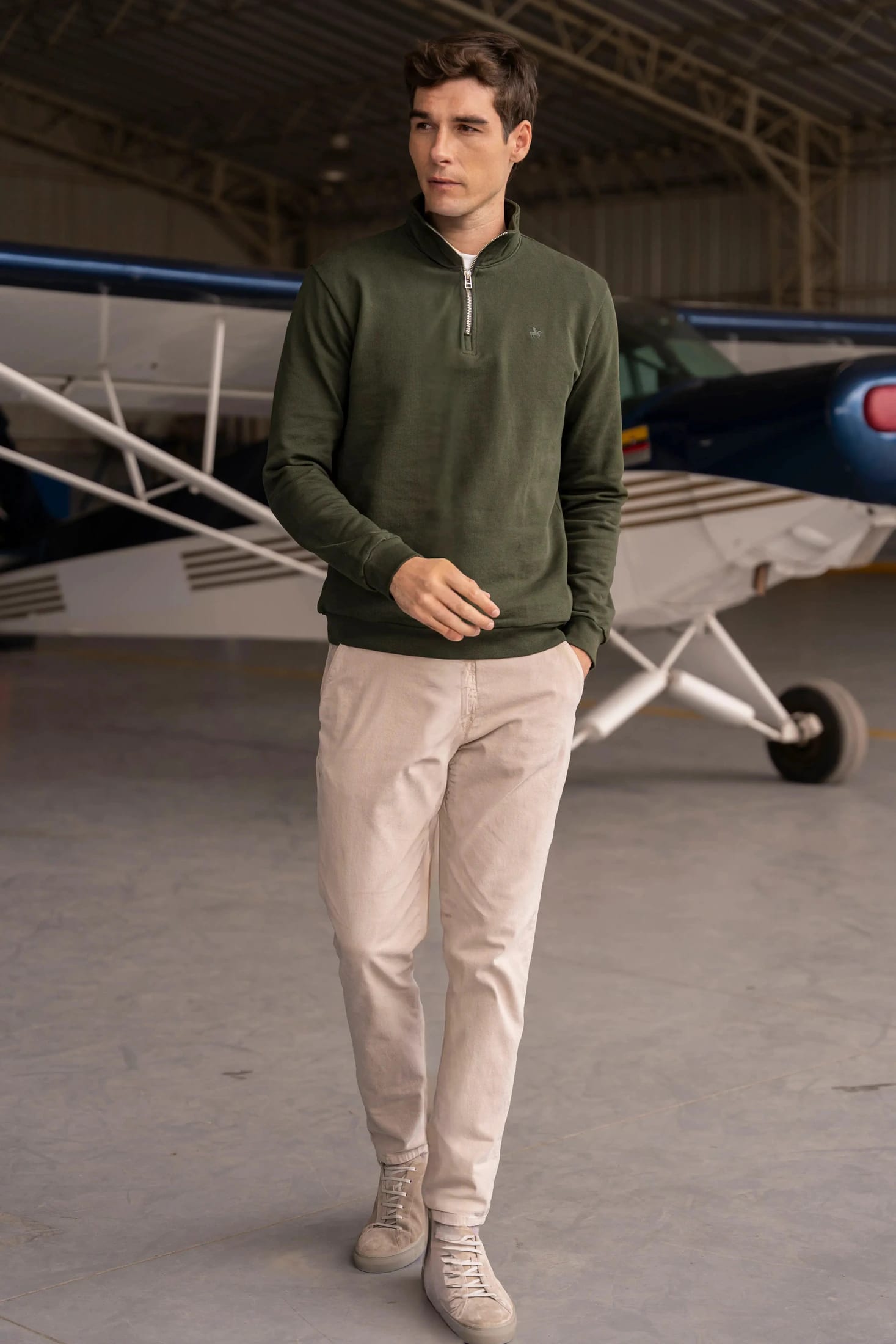 Halfzip Premium Comfy Hombre Verde Militar - imagen 2