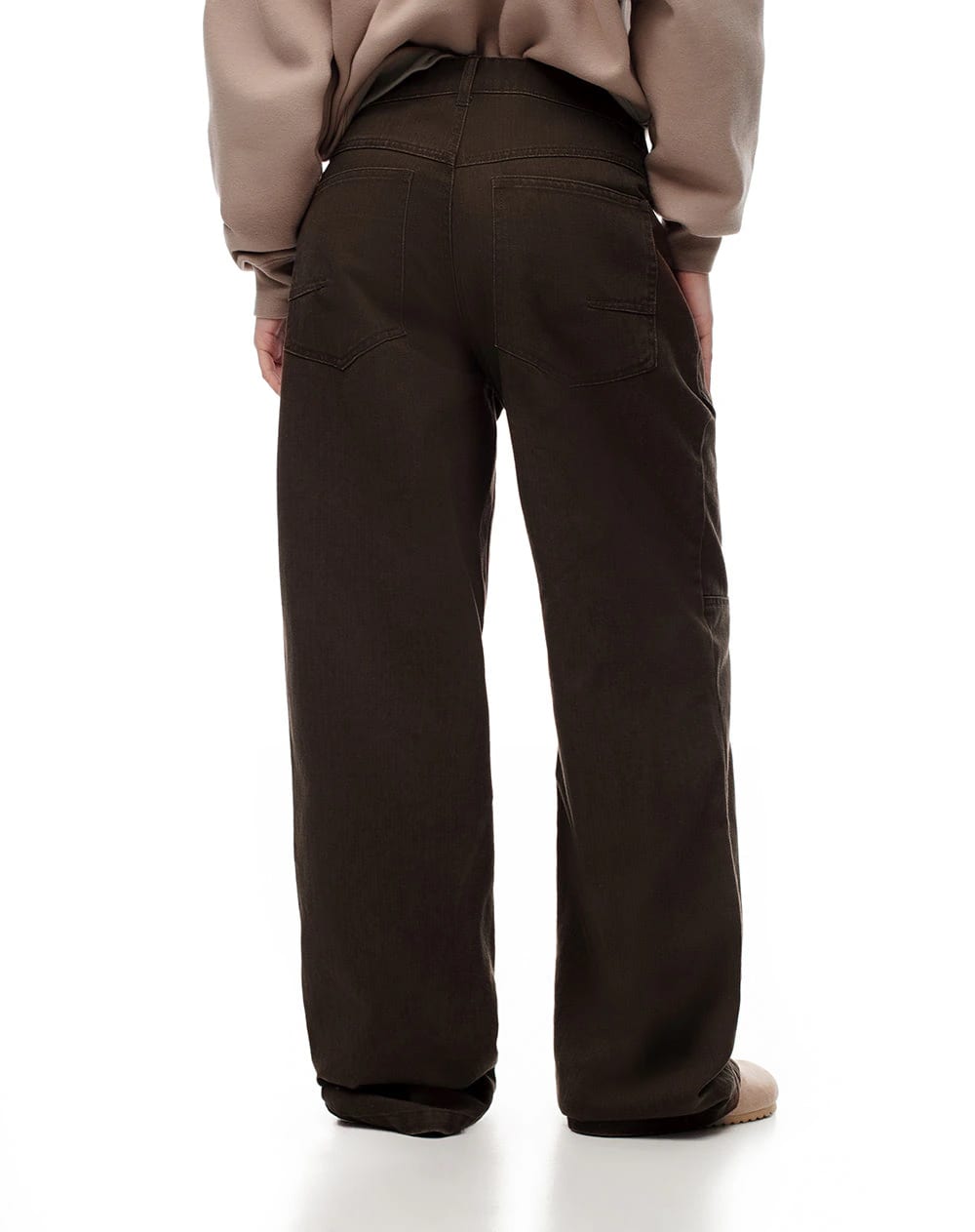 Pantalón wide leg tiro medio drill algodón chocolate mujer - imagen 5