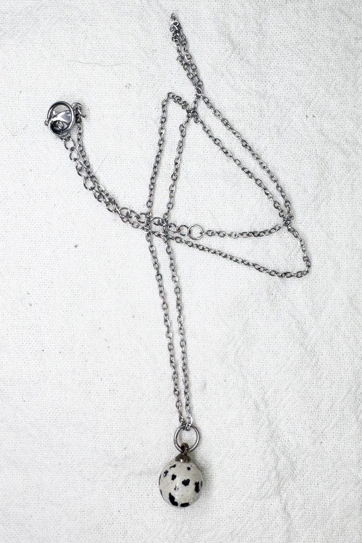 Cadena delgada acero piedra jaspe dálmata - imagen 2