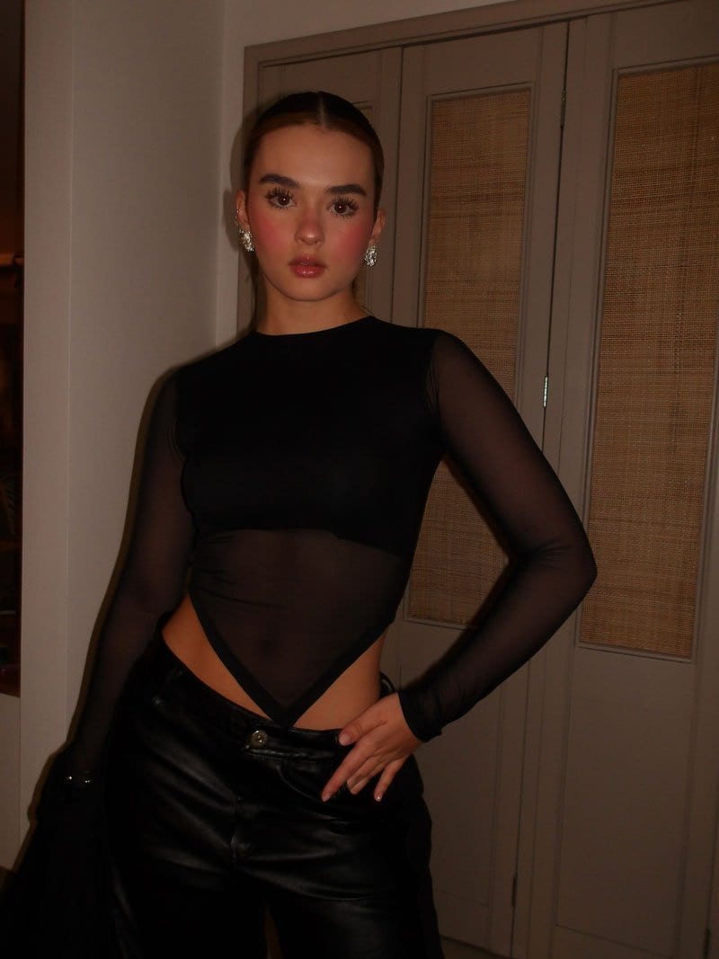 Crop Top en tull Nara - Negro - imagen 1