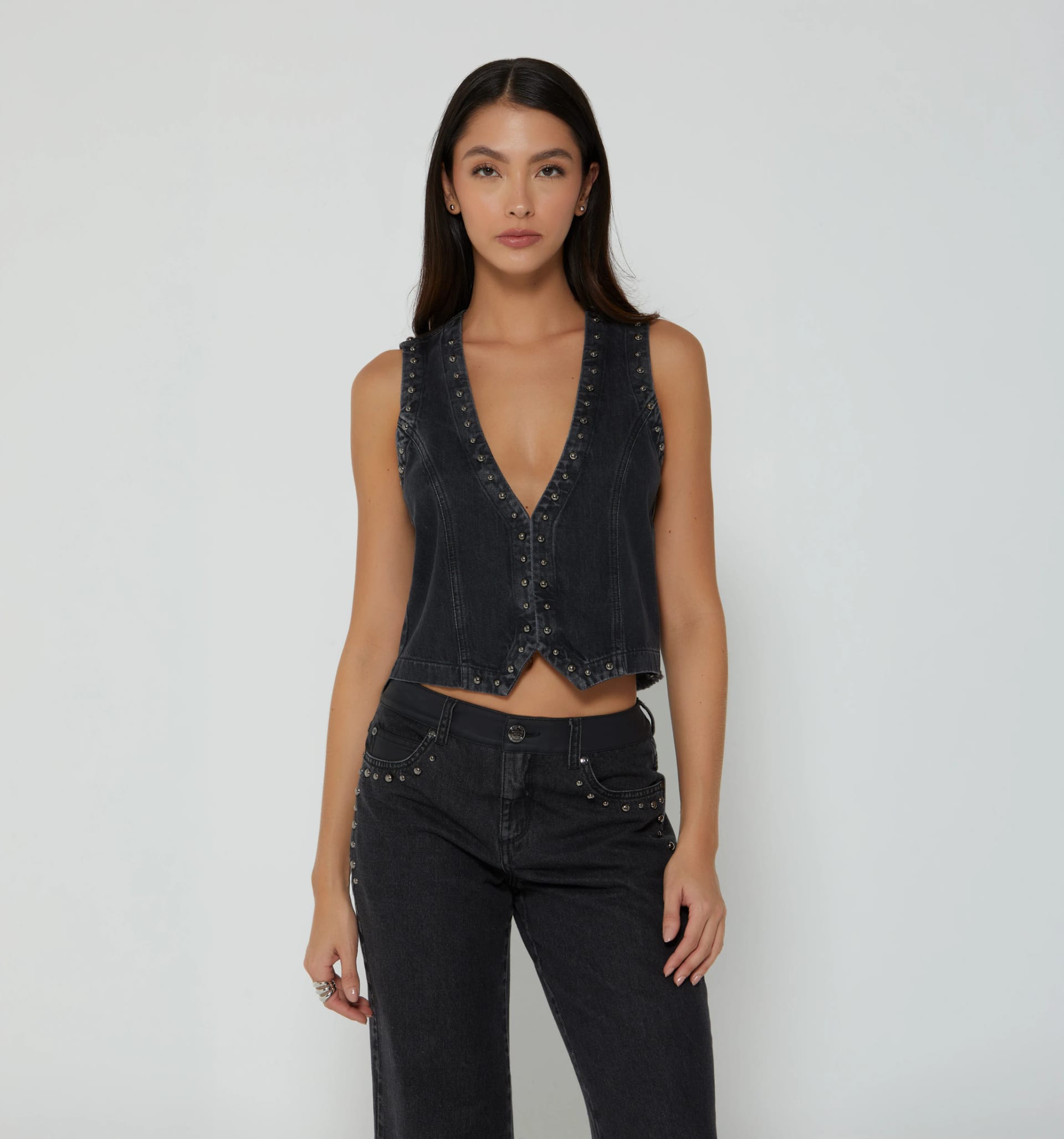 Chaleco  en denim con taches - imagen 1