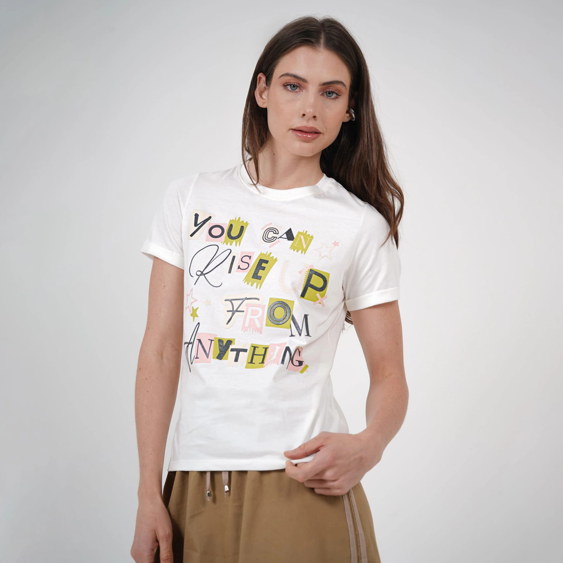 Camiseta cuello redondo manga corta con estampado You Can Rise - imagen 1