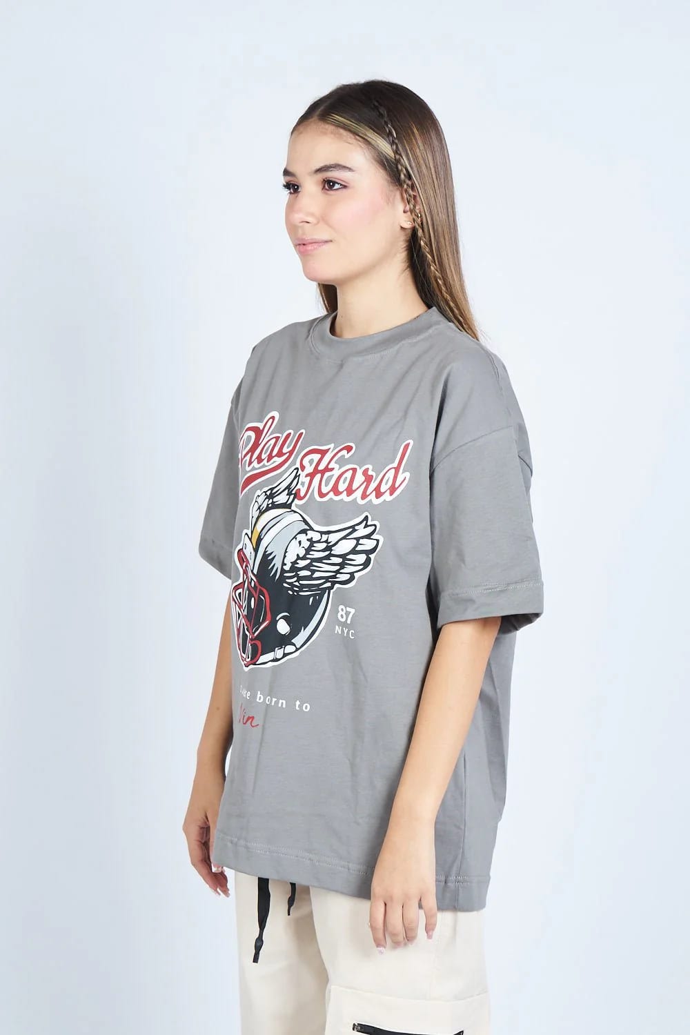 Camiseta oversize PLAY HARD GRIS | DROP 03 | - imagen 7