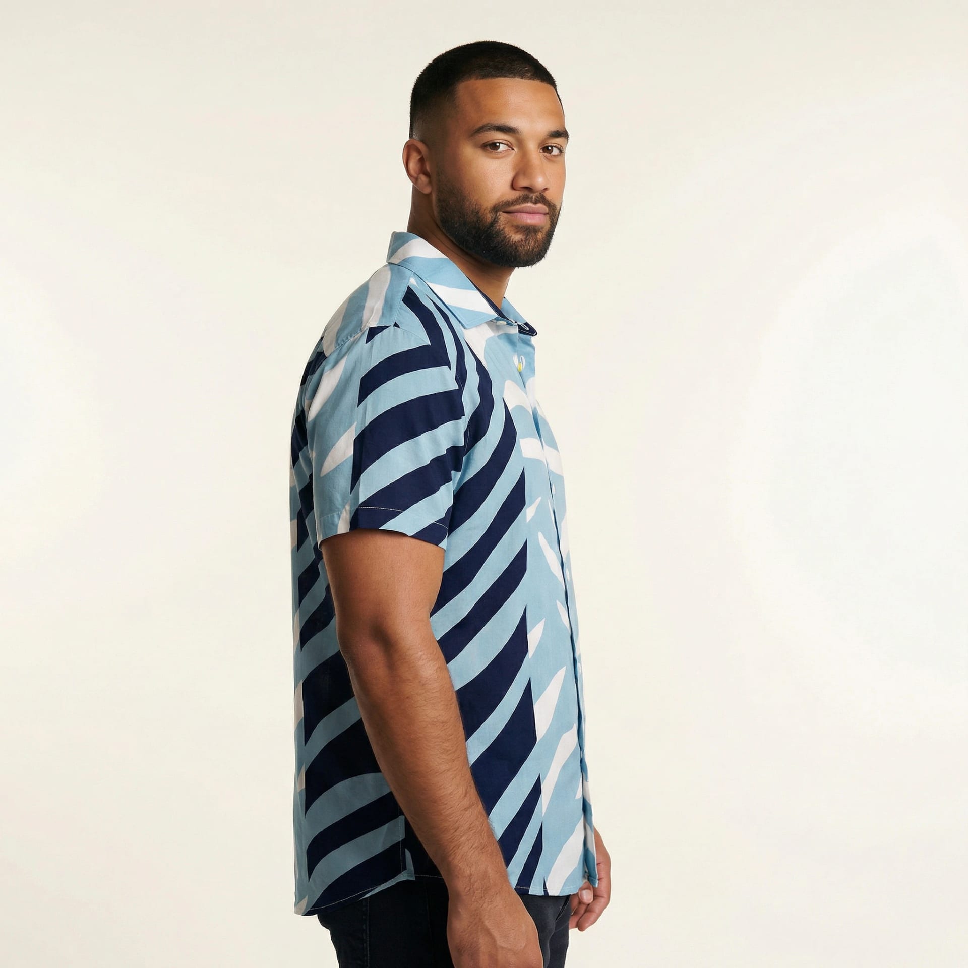 Camisa Cuello Clasico Estampada Azul JO022 - imagen 2