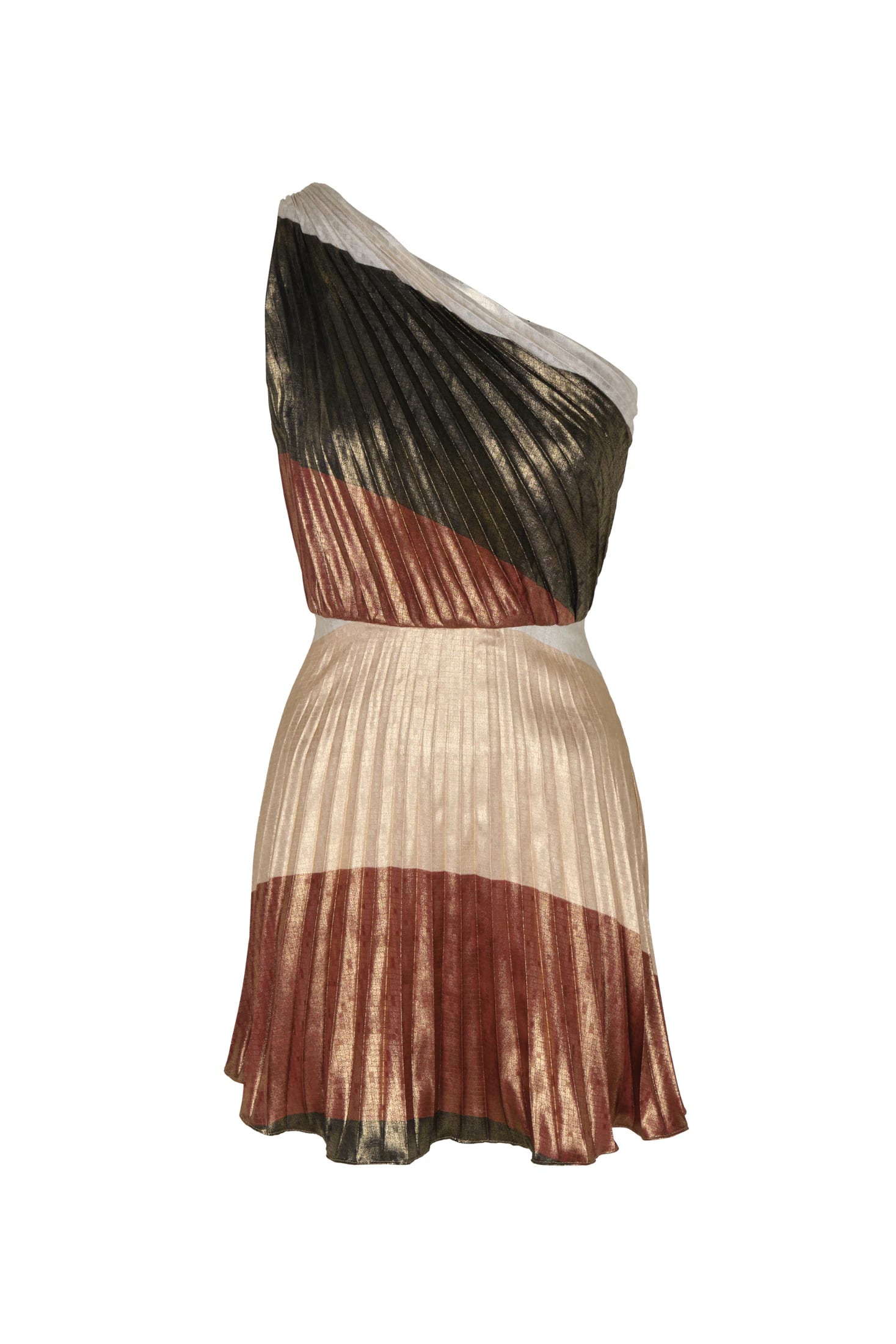 Amaral Silk Jacquard Mini Dress / Terra Stripes - imagen 2