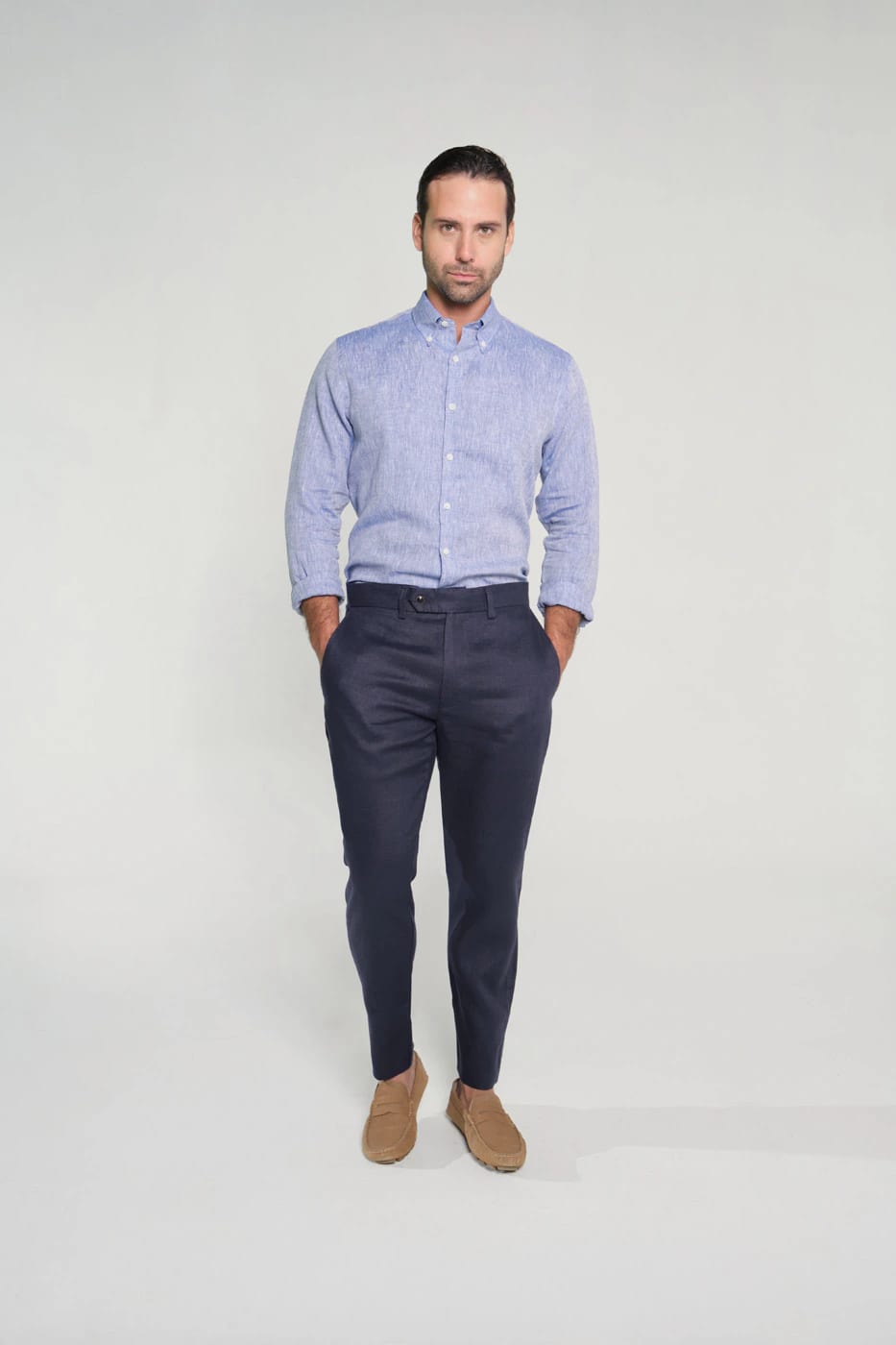 Pantalón Slim Lino Azul Navy - imagen 2