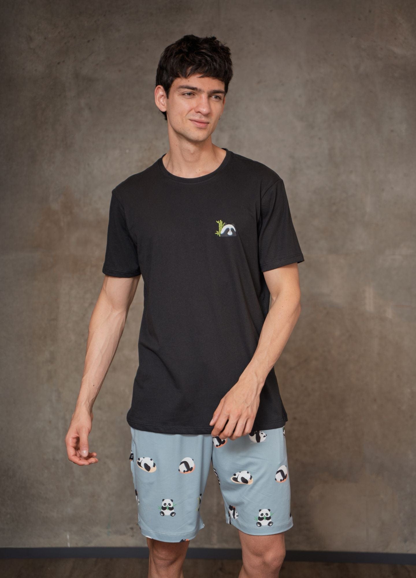 Conjunto Short Pandas - Gris Azulado - imagen 1