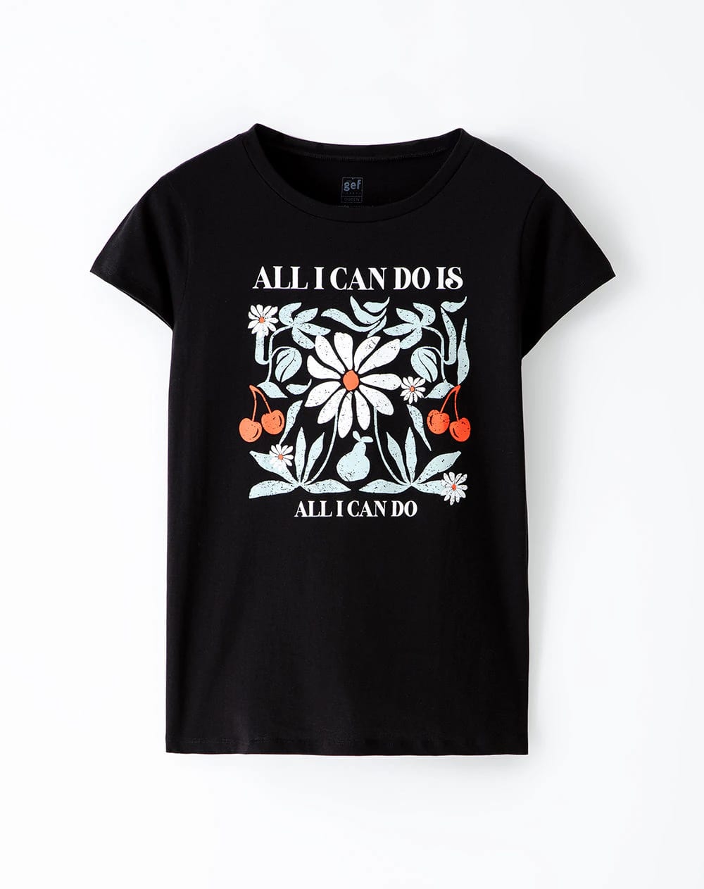 Camiseta regular algodón negra estampada mujer - imagen 6
