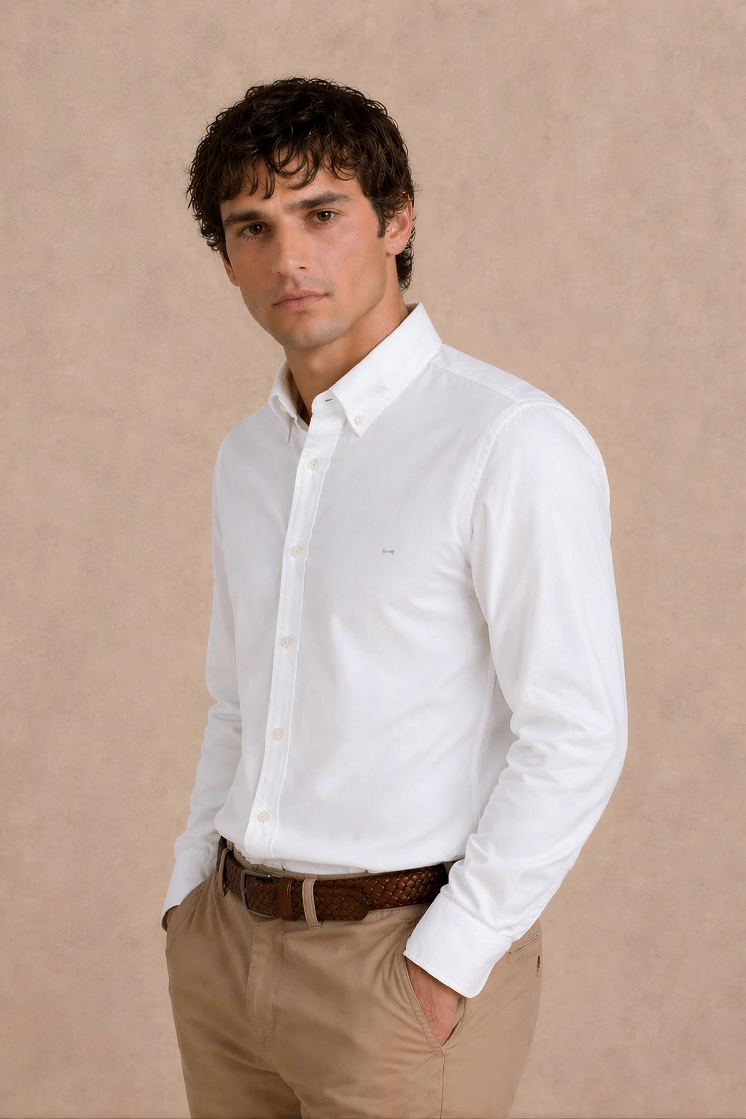 Camisa Antimanchas Popelina Blanca Logo Gris Claro - Talla Regular - imagen 4