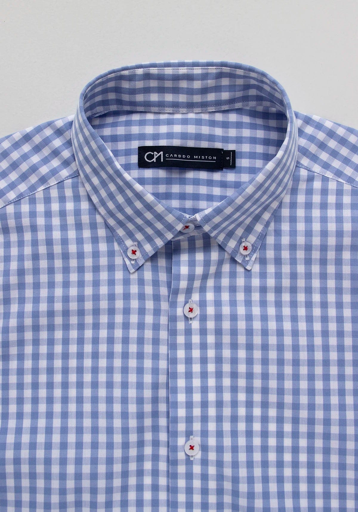 Camisa Cuadro Botón Contraste Algodón Azul Claro - imagen 2