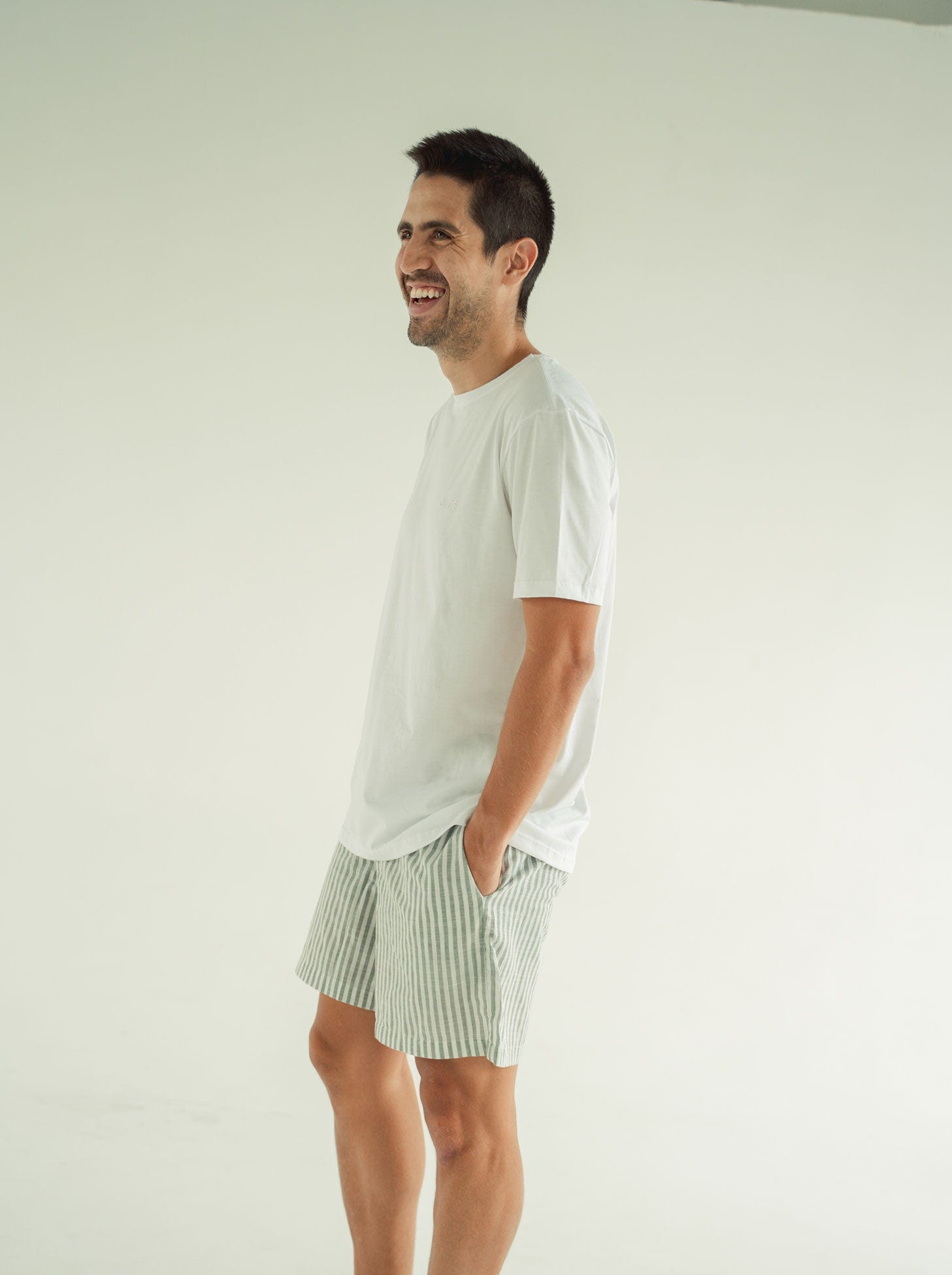 Pijama Pantaloneta Resort Rayas - Militar - imagen 5